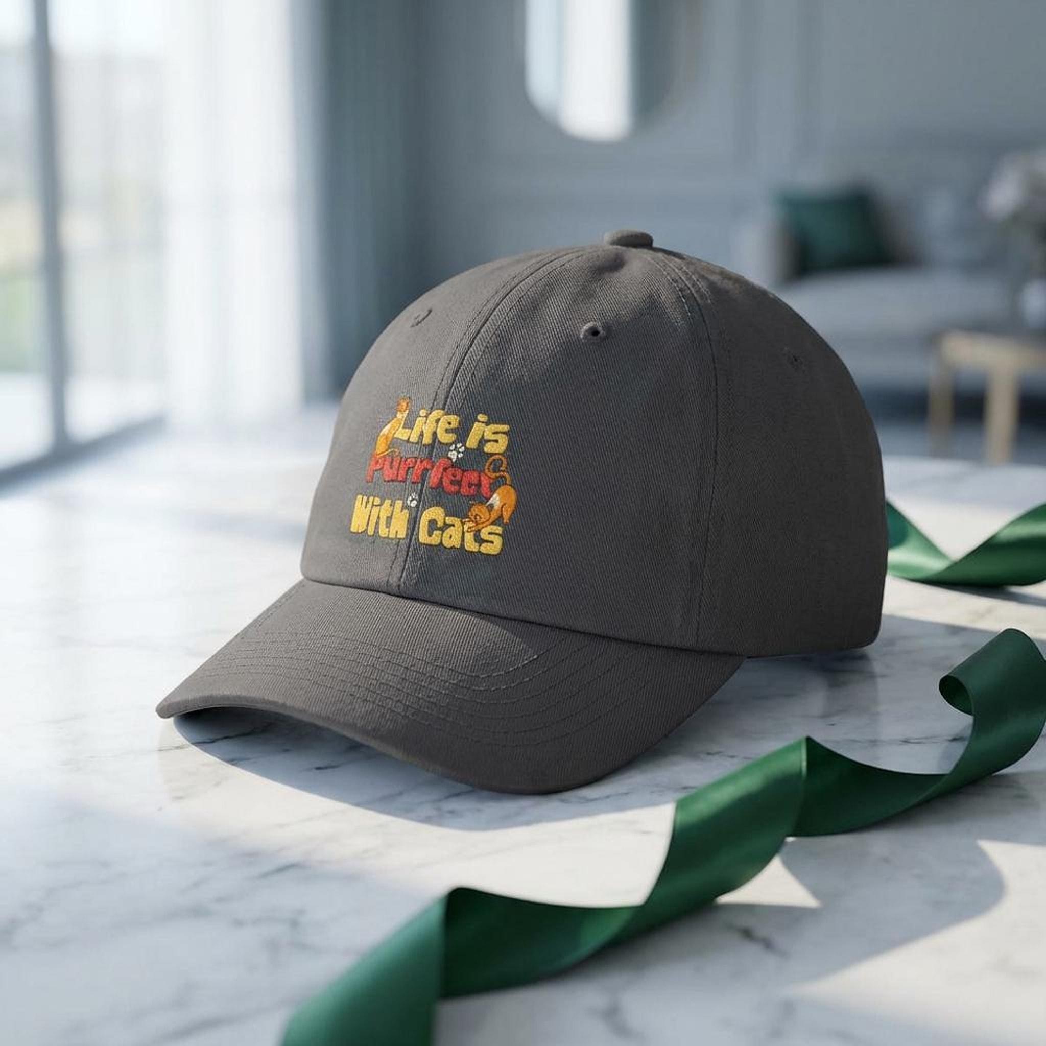 Cat Dad Gift, Embroidered Vintage-Style Baseball Cap