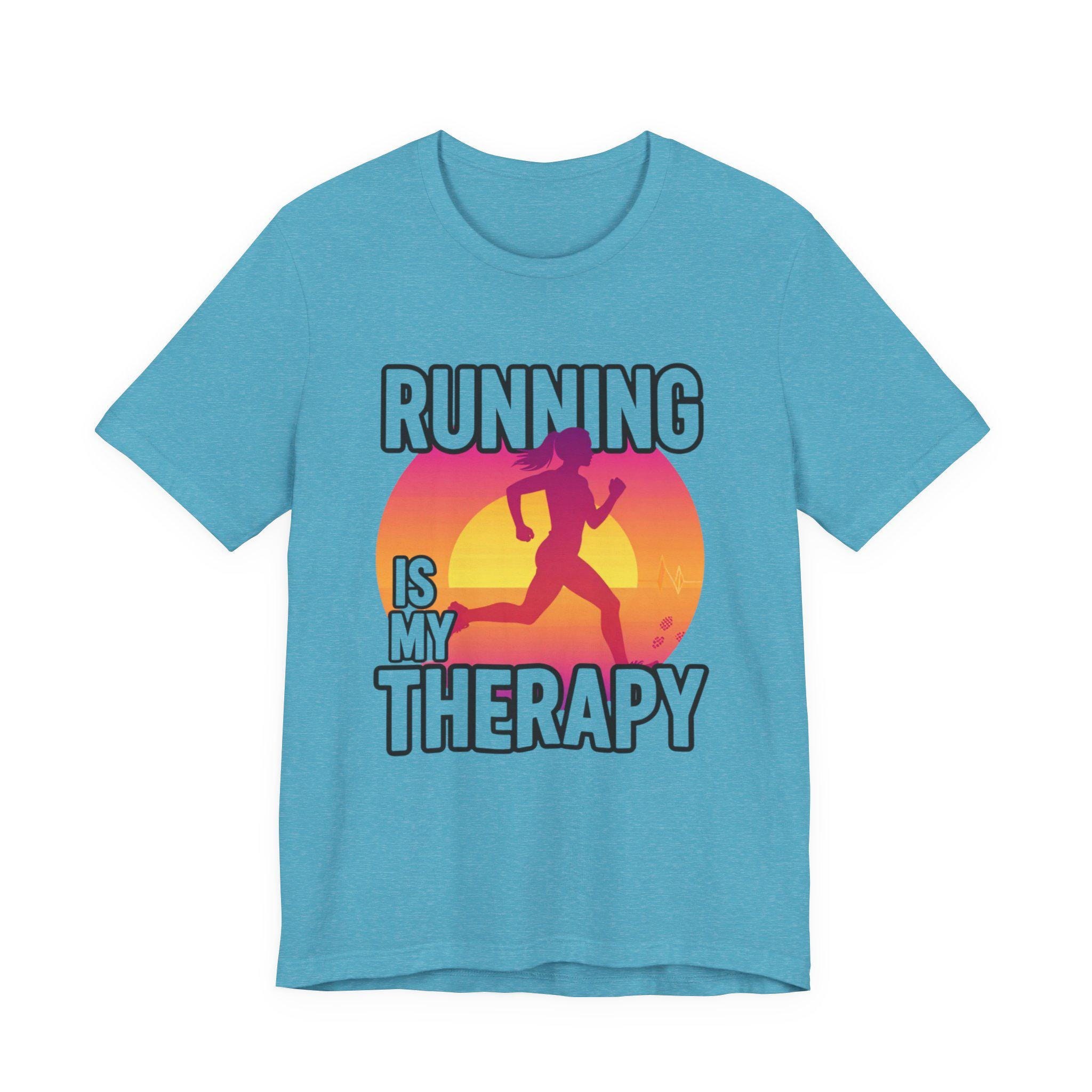 Running Is My Therapy Sunset Runner Tee Shirt, image 10