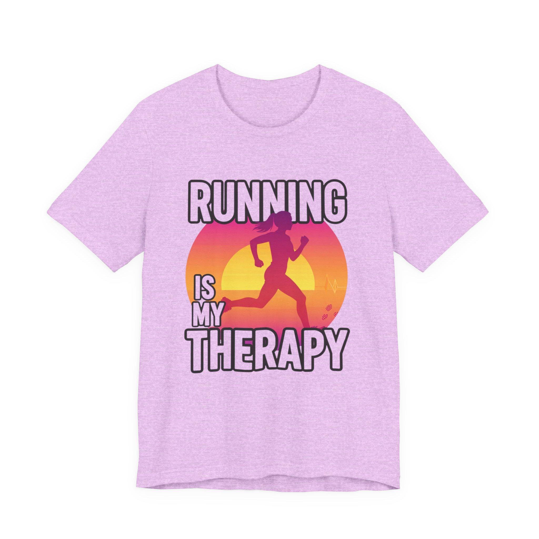 Running Is My Therapy Sunset Runner Tee Shirt, image 11