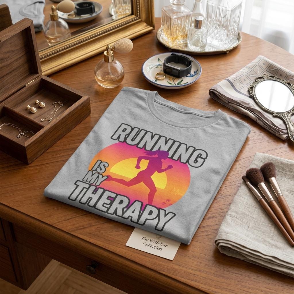 Running Is My Therapy Sunset Runner Tee Shirt, image 3