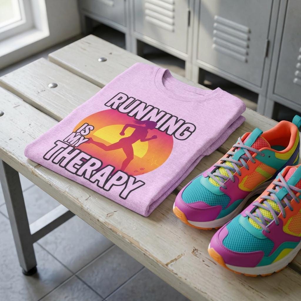 Running Is My Therapy Sunset Runner Tee Shirt, image 4
