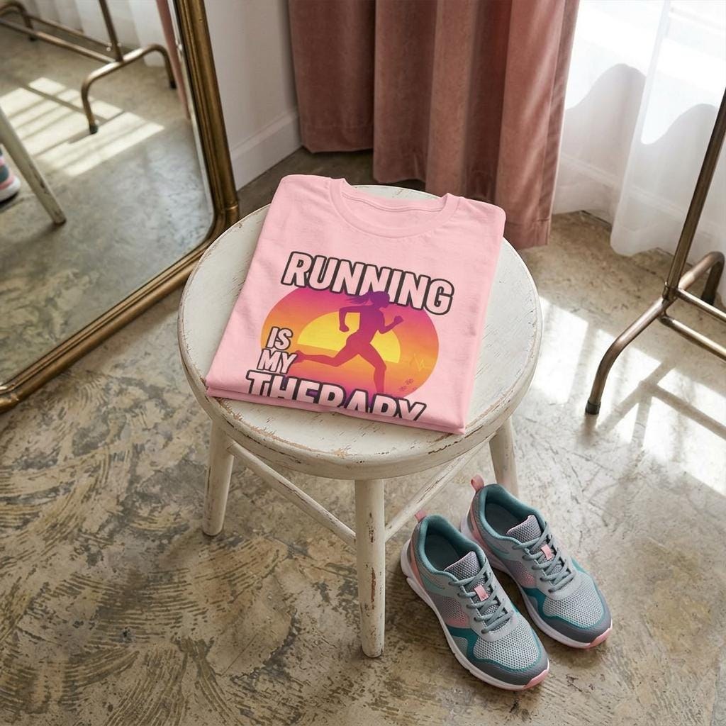 Running Is My Therapy Sunset Runner Tee Shirt, image 5