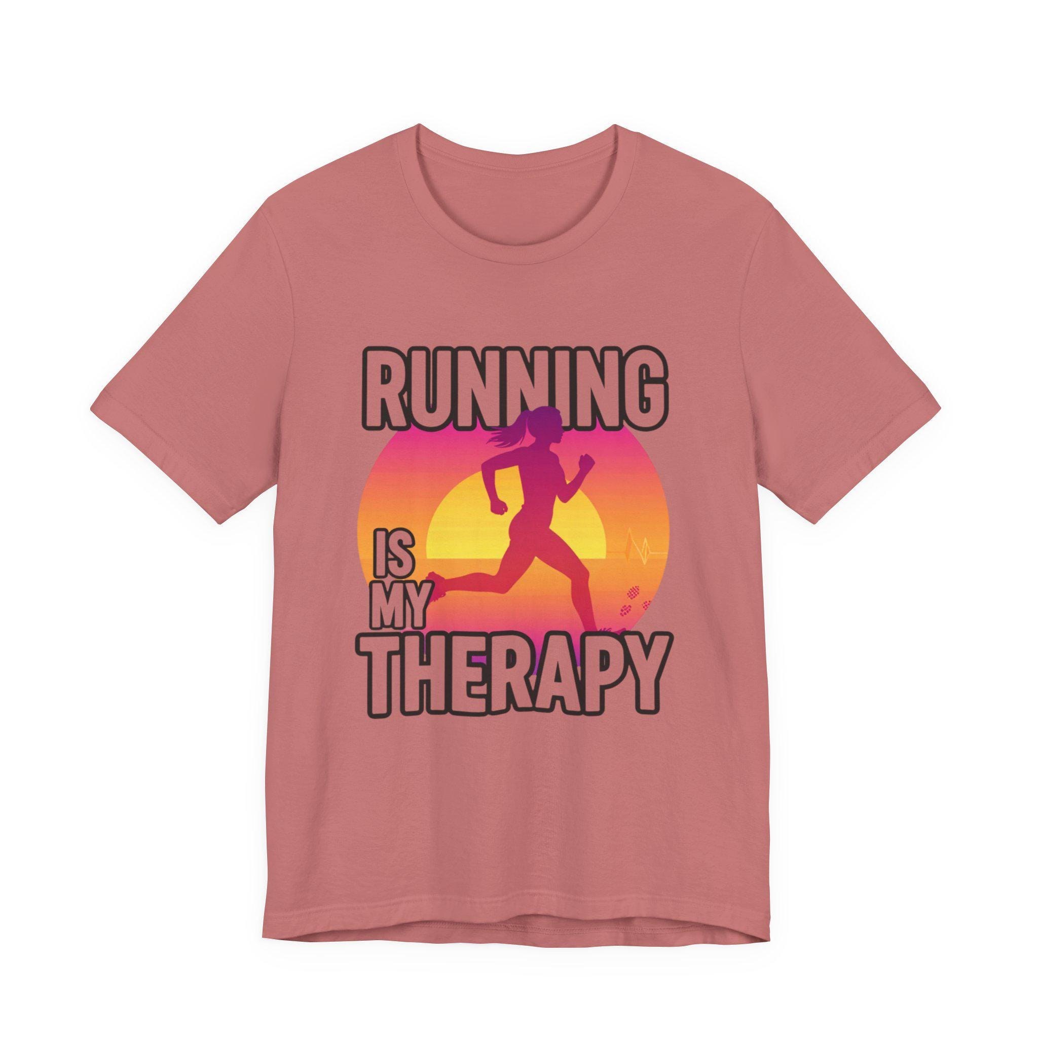 Running Is My Therapy Sunset Runner Tee Shirt, image 8