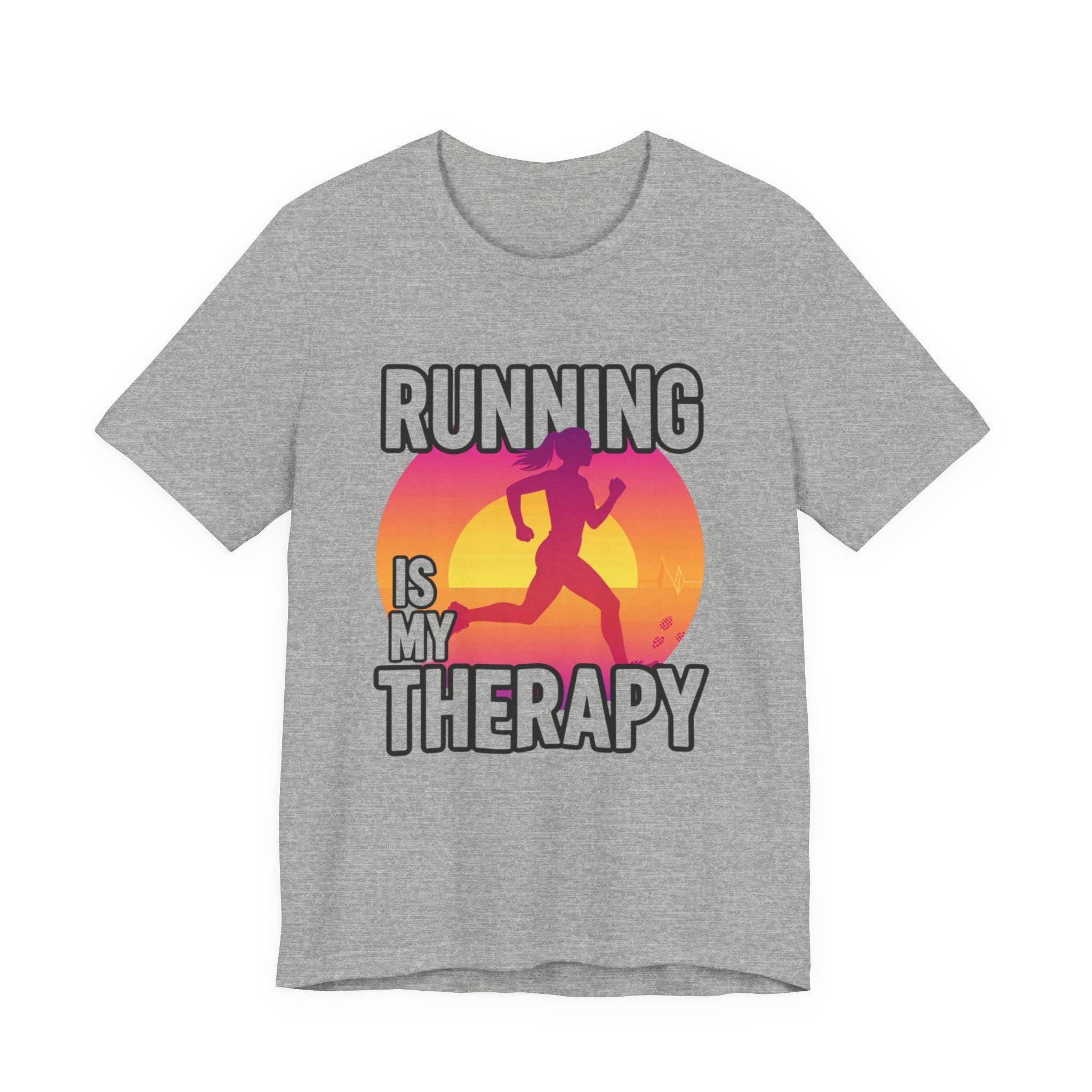 Running Is My Therapy Sunset Runner Tee Shirt, image 9