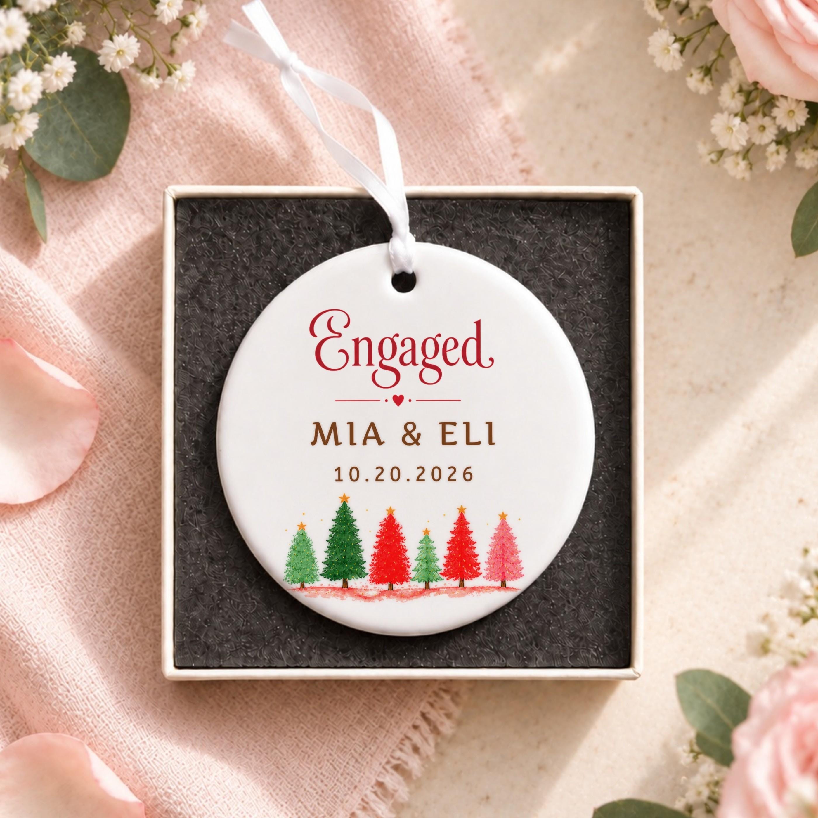 Engagement Ornament, Personalized Ceramic Keepsake with Custom Names, image 10