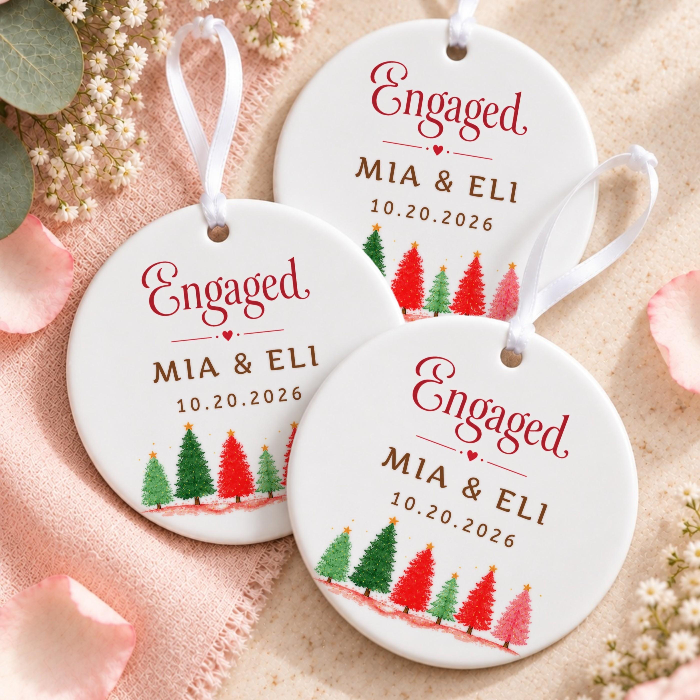 Engagement Ornament, Personalized Ceramic Keepsake with Custom Names, image 11