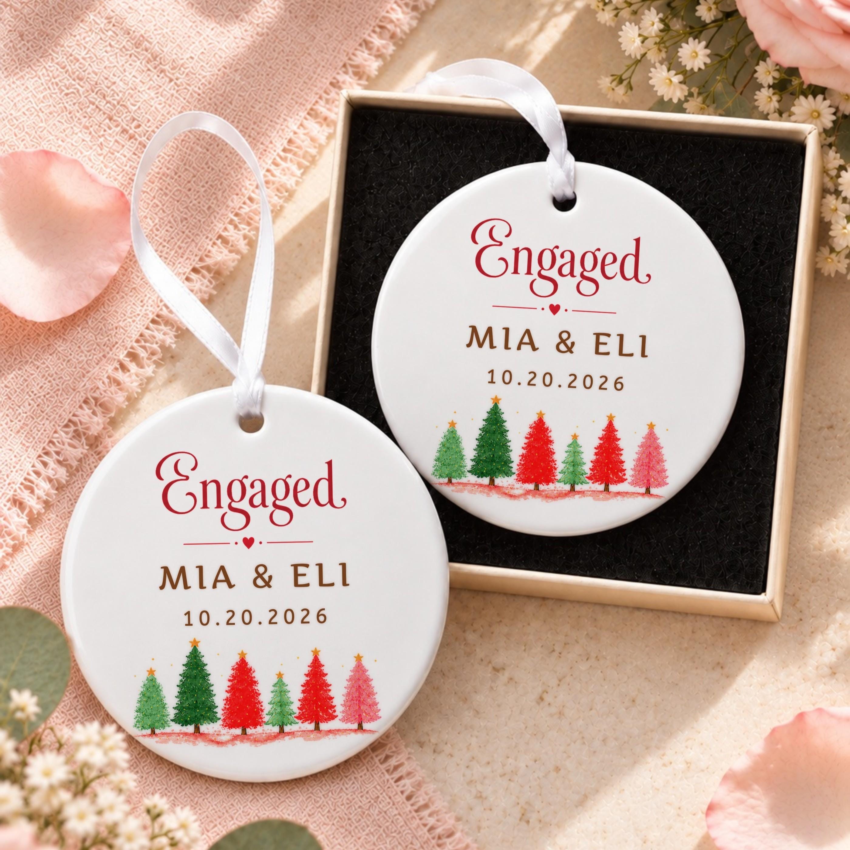 Engagement Ornament, Personalized Ceramic Keepsake with Custom Names, image 12