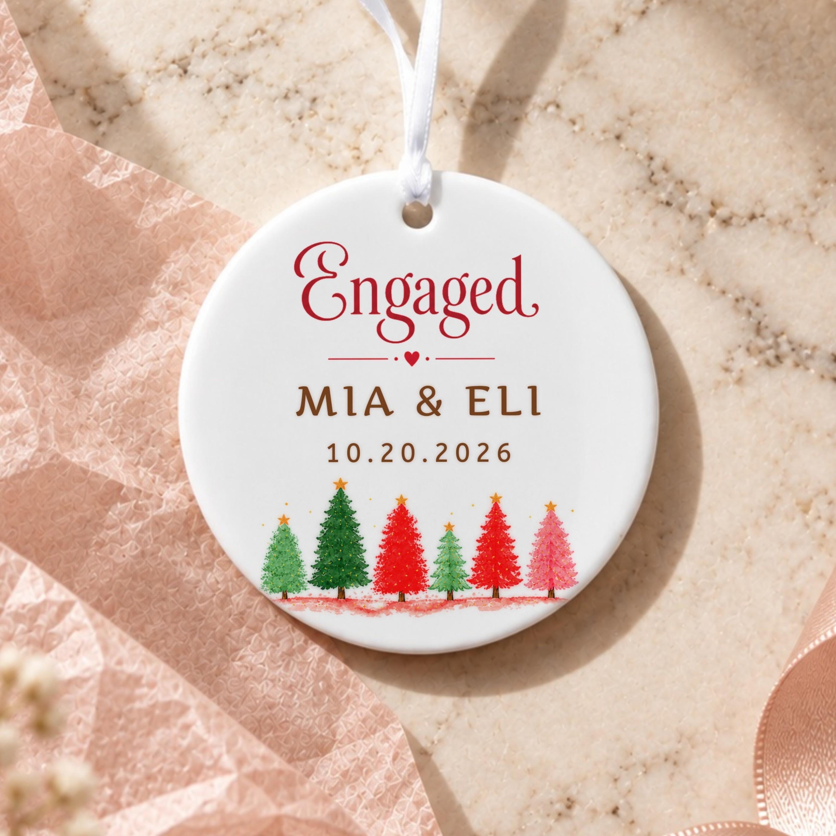 Engagement Ornament, Personalized Ceramic Keepsake with Custom Names, image 13