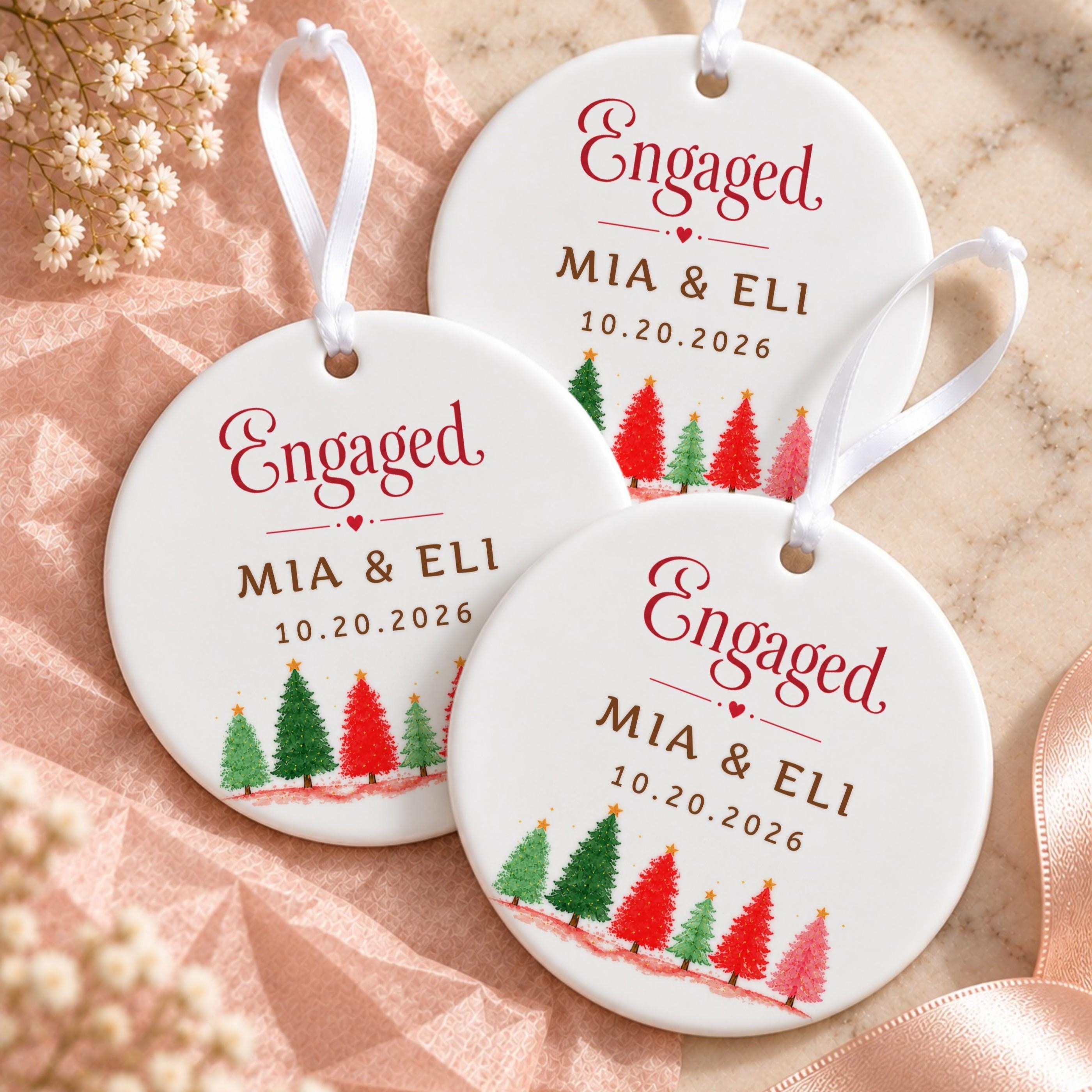 Engagement Ornament, Personalized Ceramic Keepsake with Custom Names, image 14