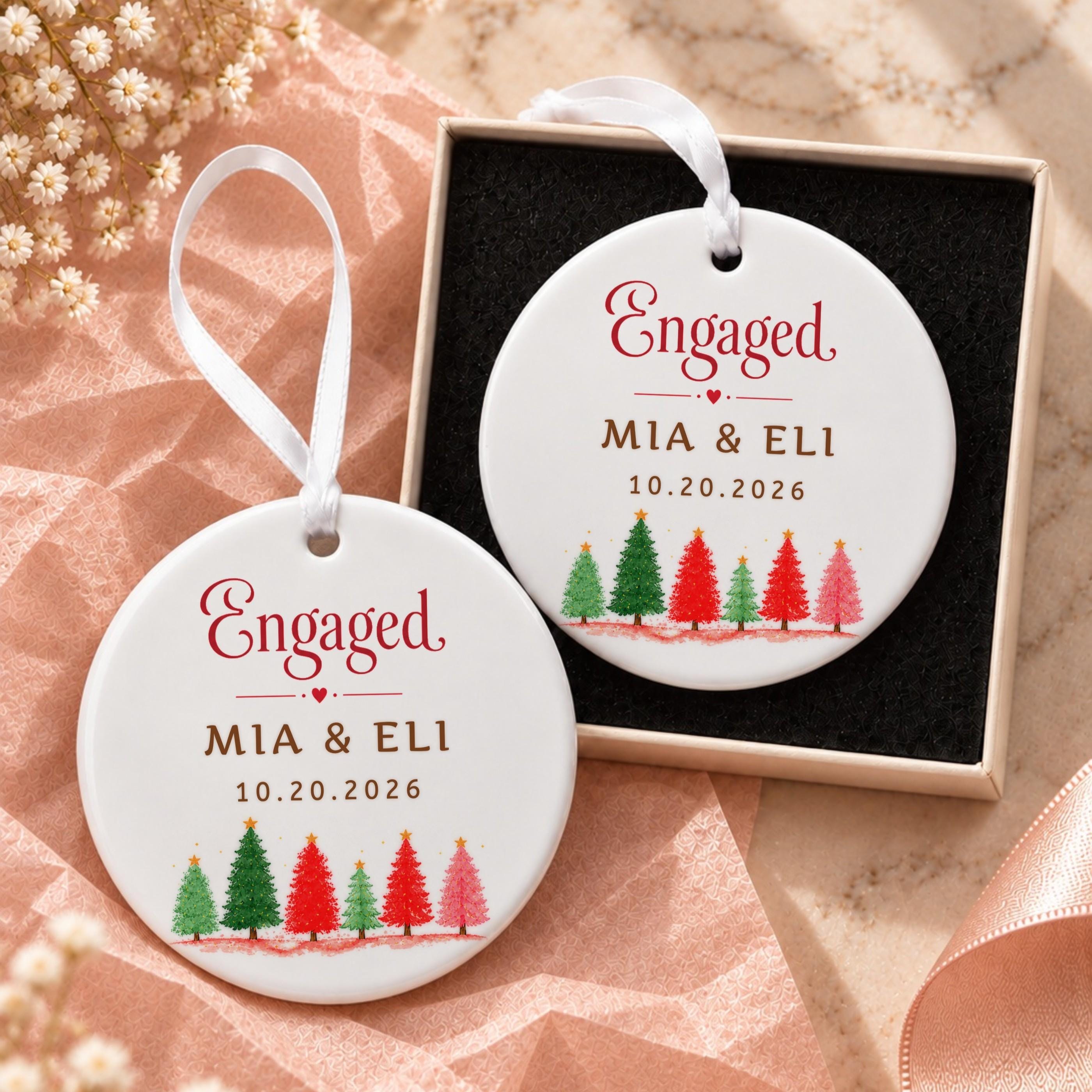 Engagement Ornament, Personalized Ceramic Keepsake with Custom Names, image 15
