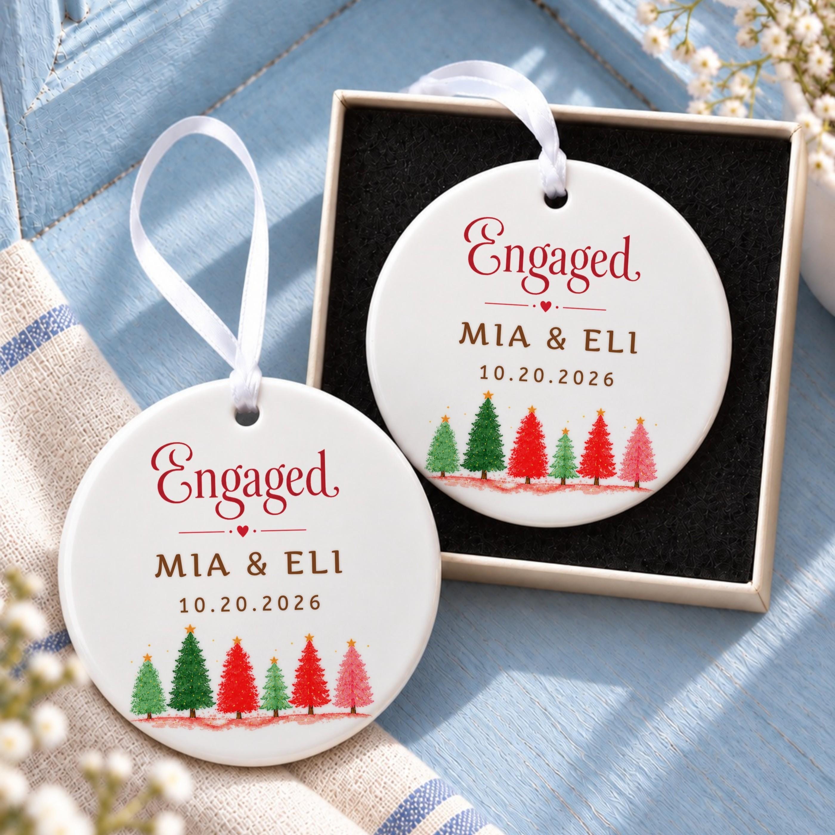 Engagement Ornament, Personalized Ceramic Keepsake with Custom Names, image 16