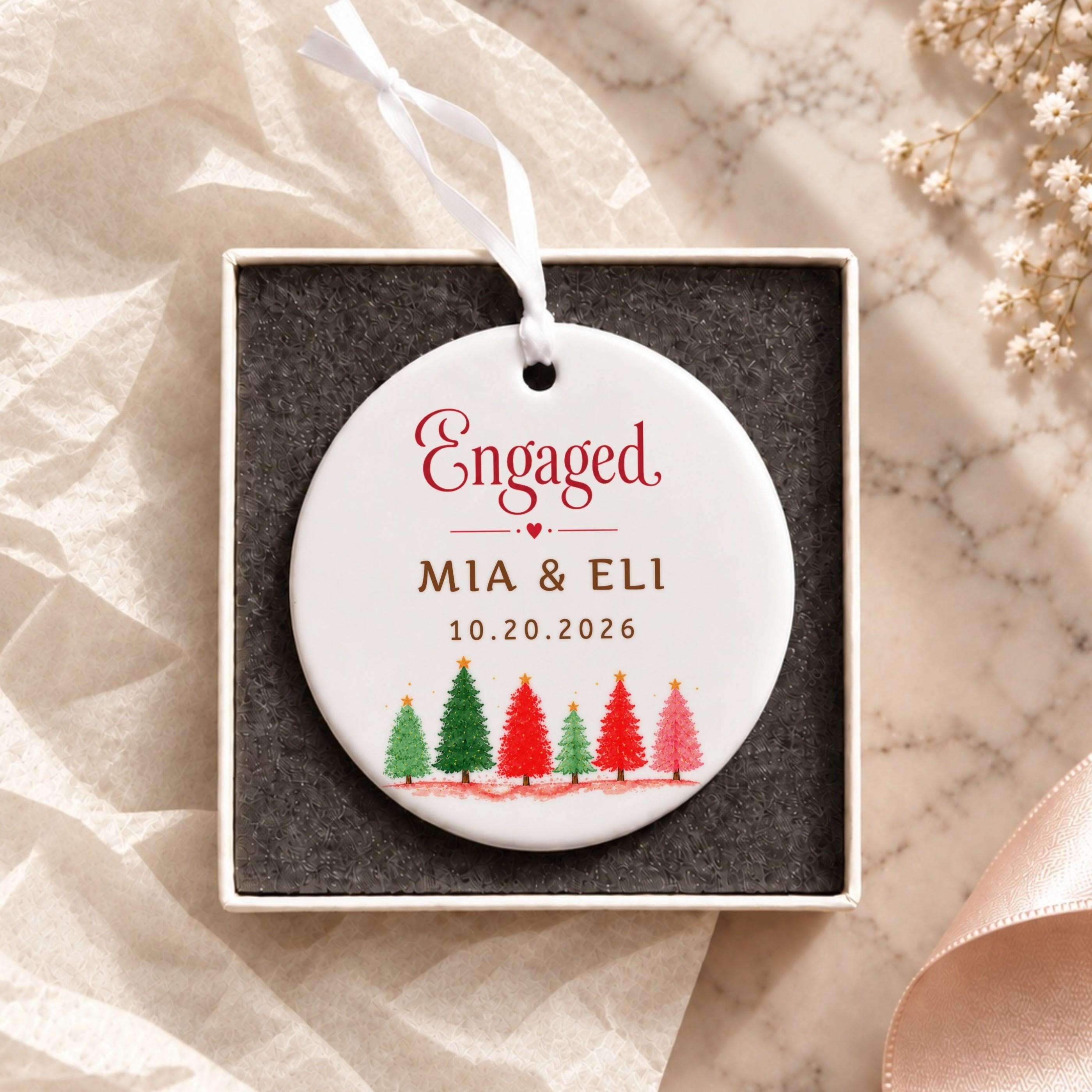 Engagement Ornament, Personalized Ceramic Keepsake with Custom Names, image 17