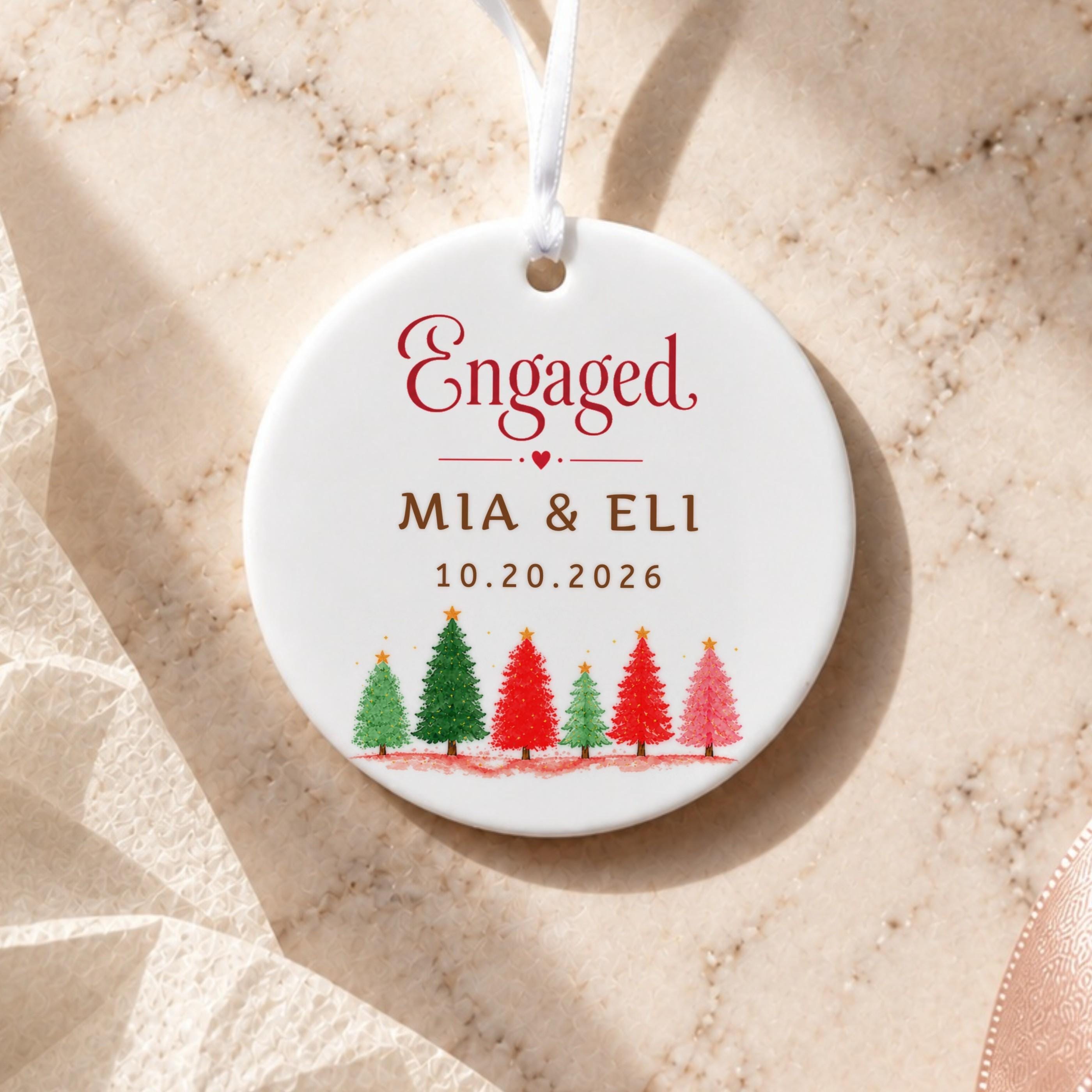 Engagement Ornament, Personalized Ceramic Keepsake with Custom Names, image 18