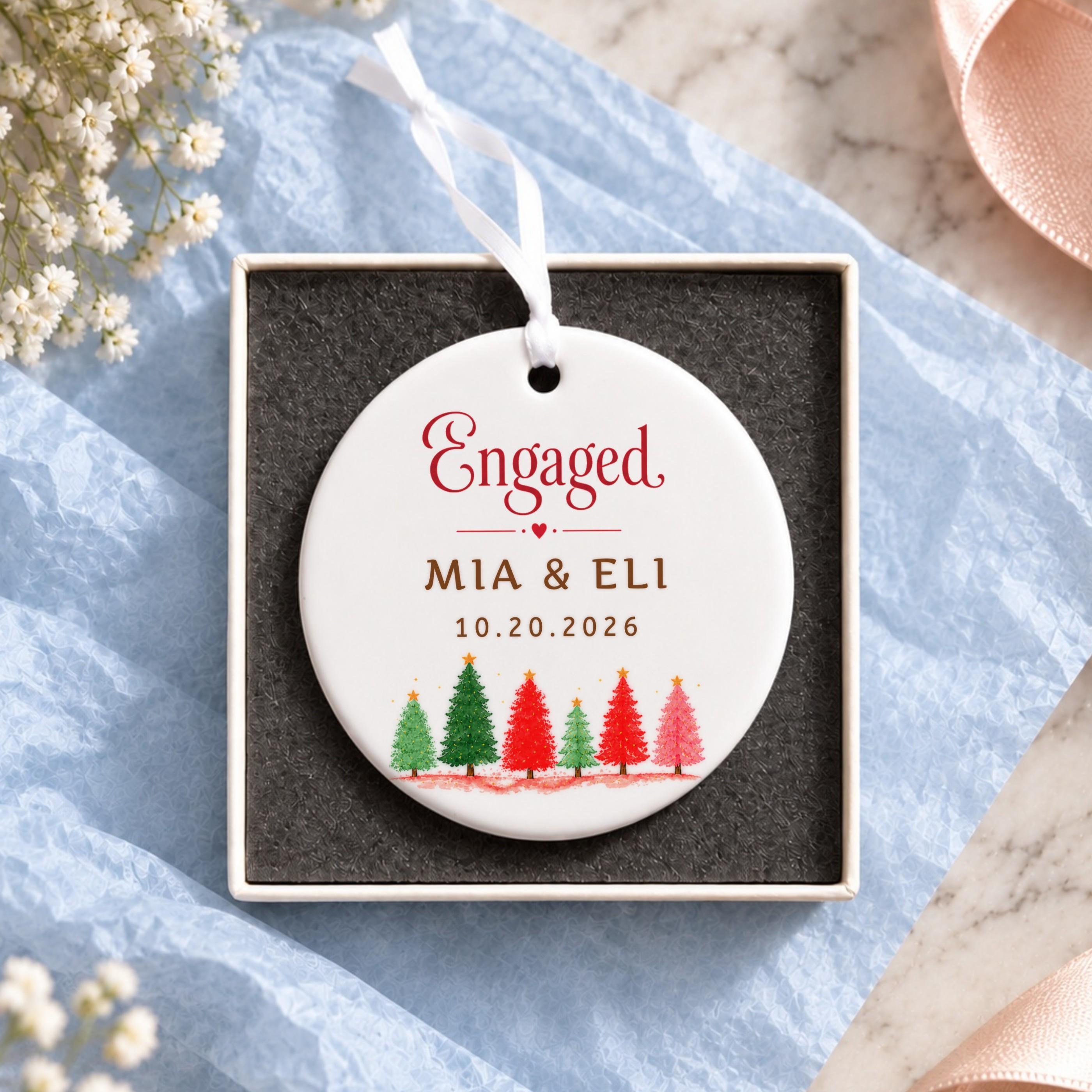 Engagement Ornament, Personalized Ceramic Keepsake with Custom Names, image 20