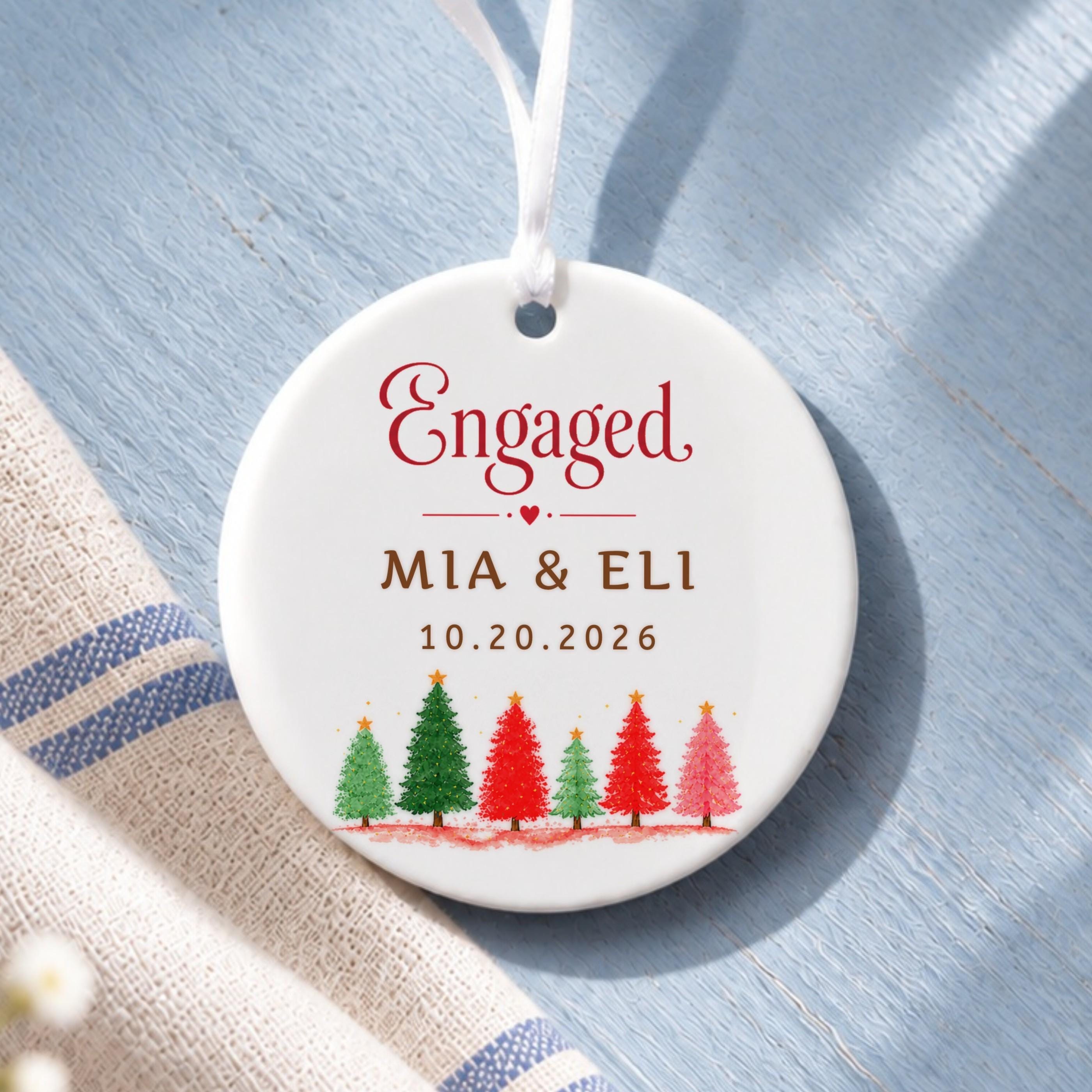 Engagement Ornament, Personalized Ceramic Keepsake with Custom Names, image 5