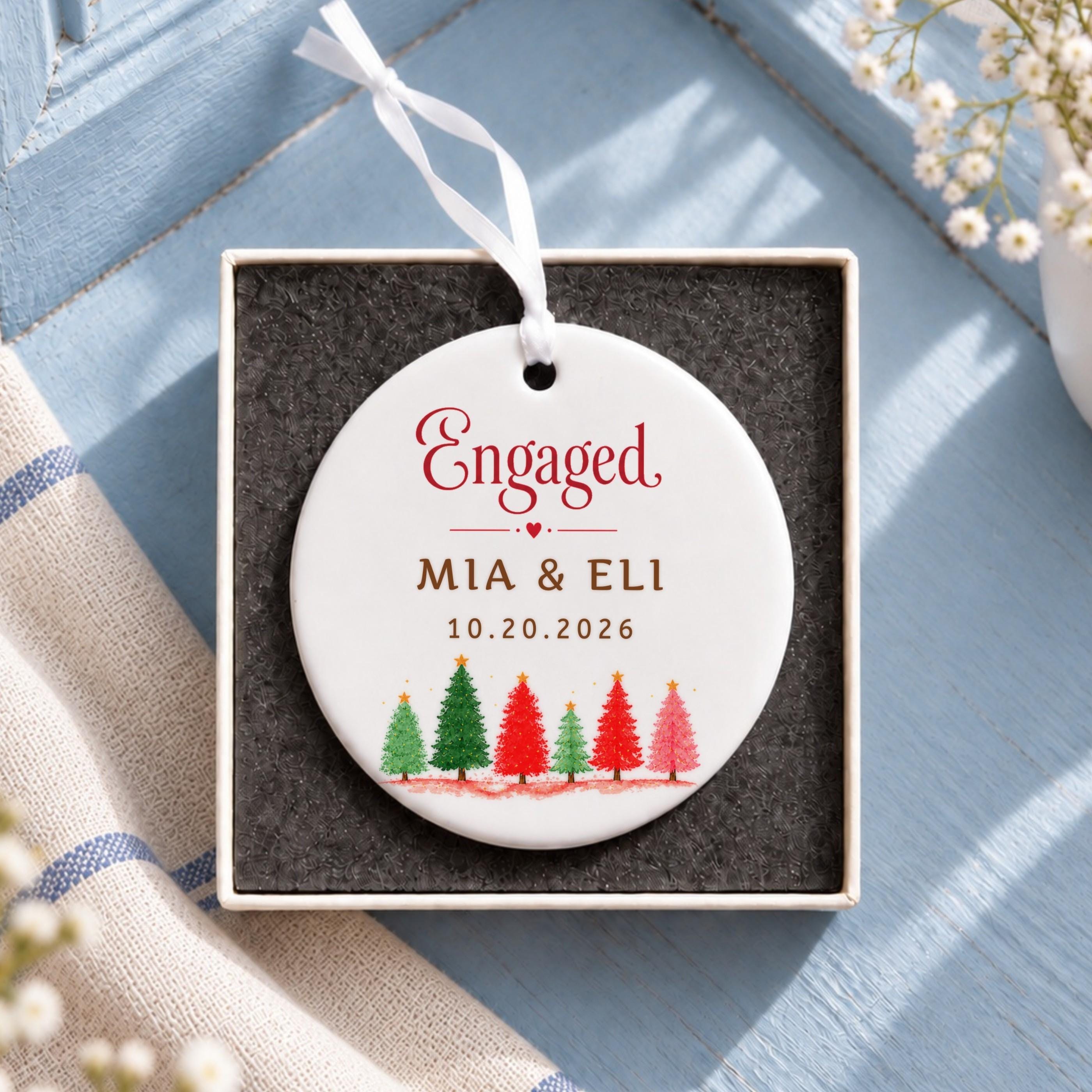 Engagement Ornament, Personalized Ceramic Keepsake with Custom Names, image 6