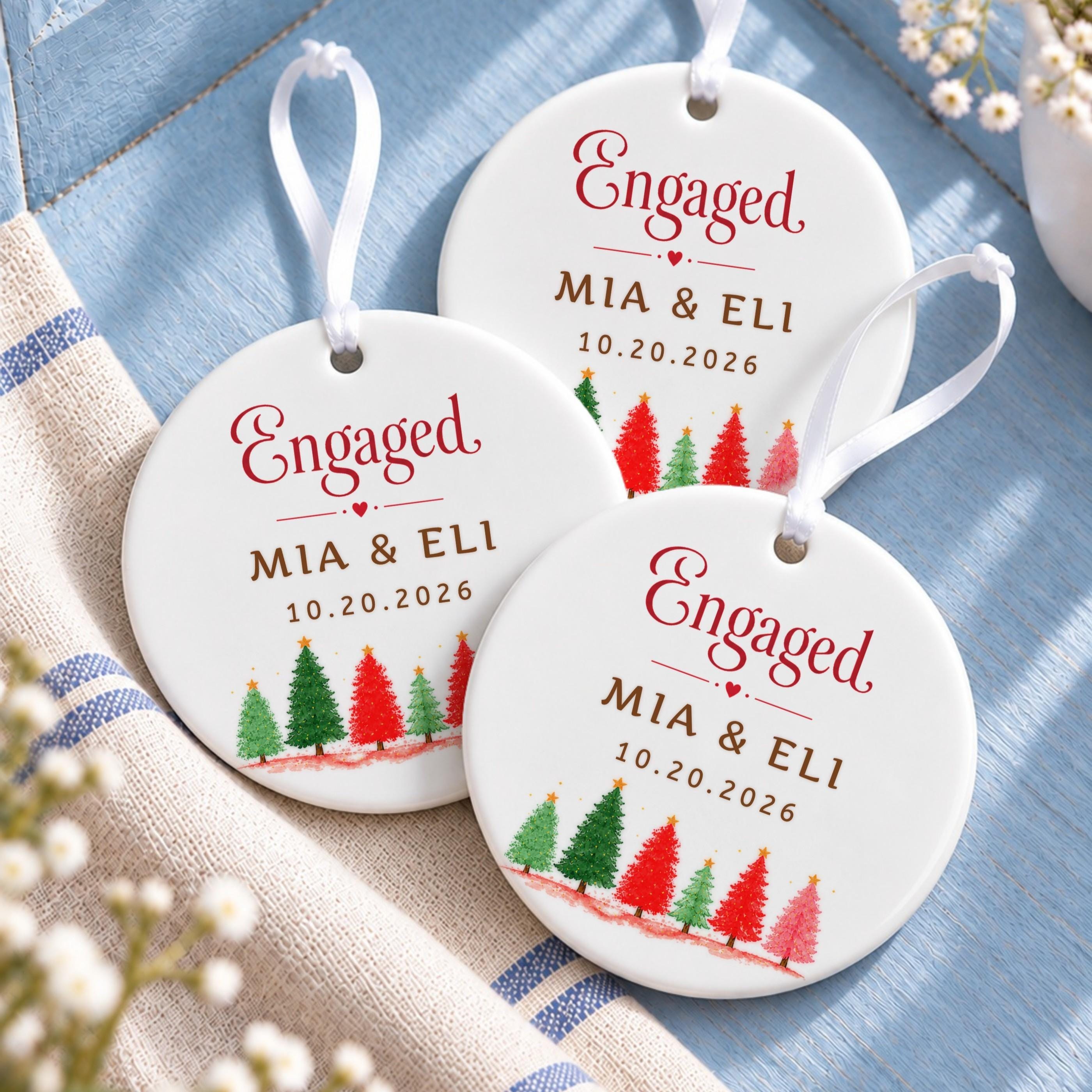 Engagement Ornament, Personalized Ceramic Keepsake with Custom Names, image 7