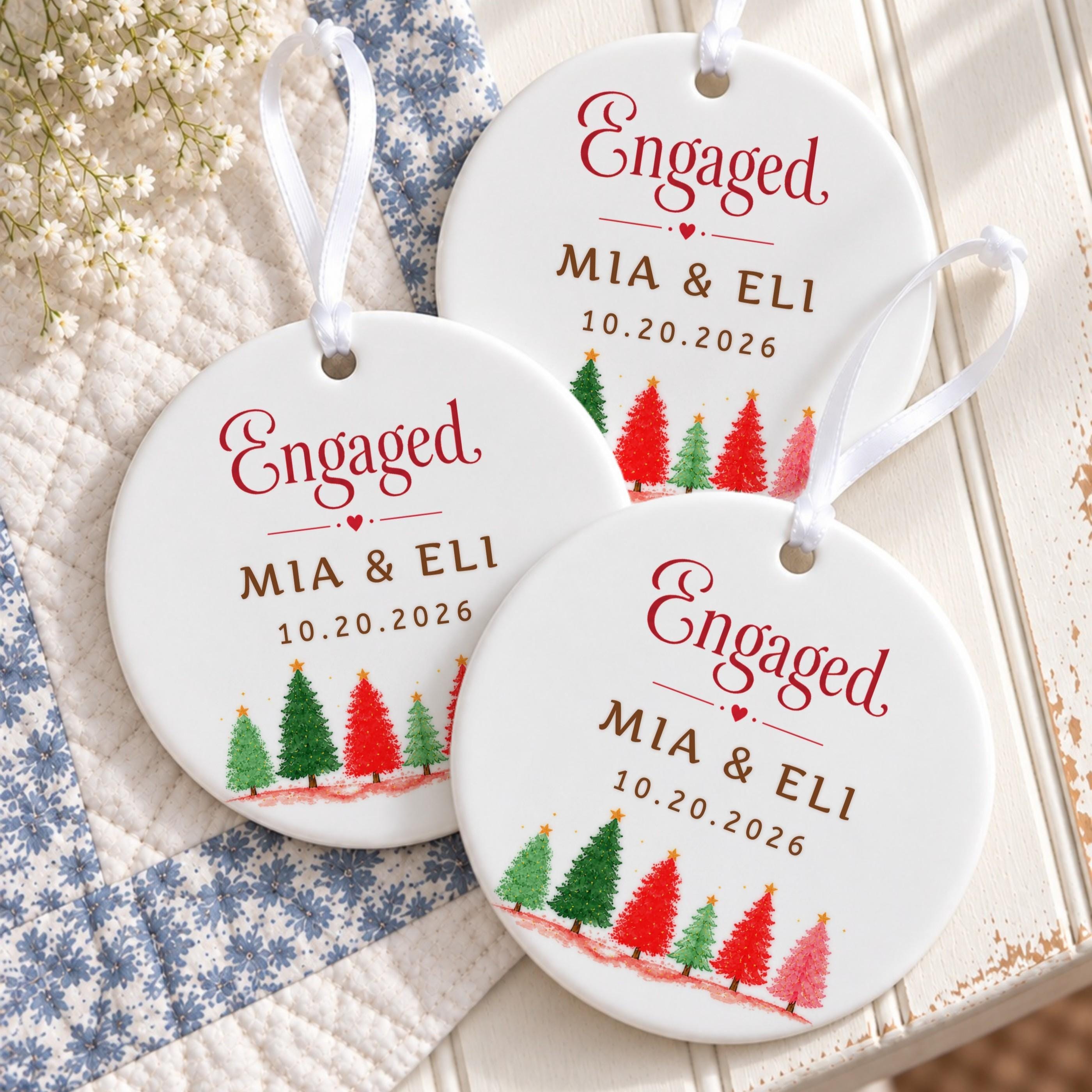 Engagement Ornament, Personalized Ceramic Keepsake with Custom Names, image 8