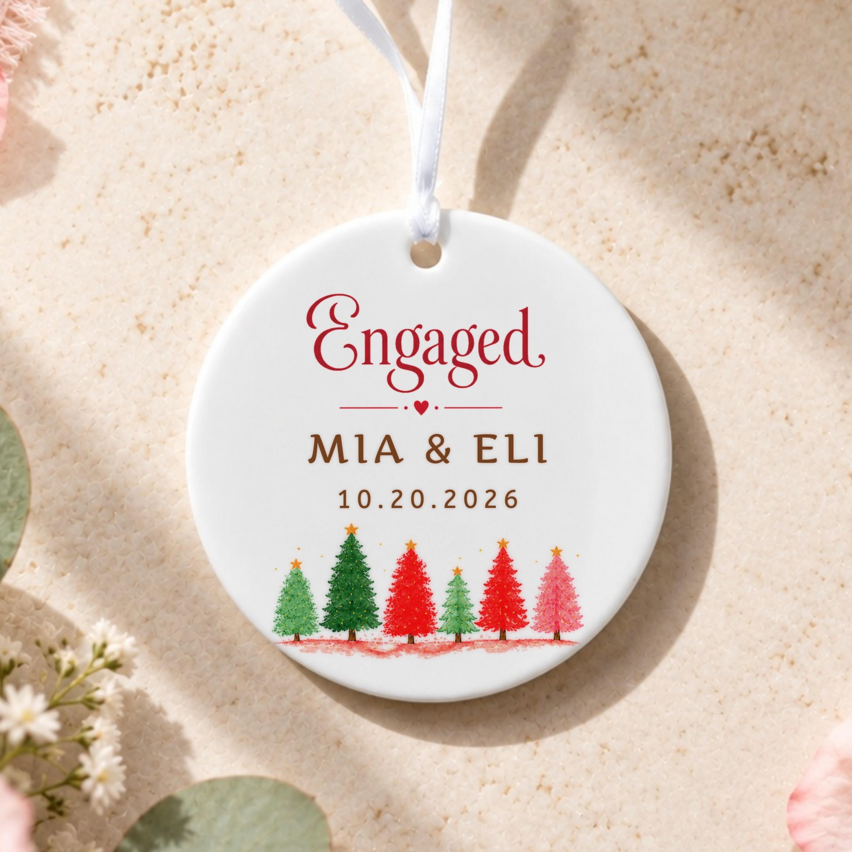 Engagement Ornament, Personalized Ceramic Keepsake with Custom Names, image 9