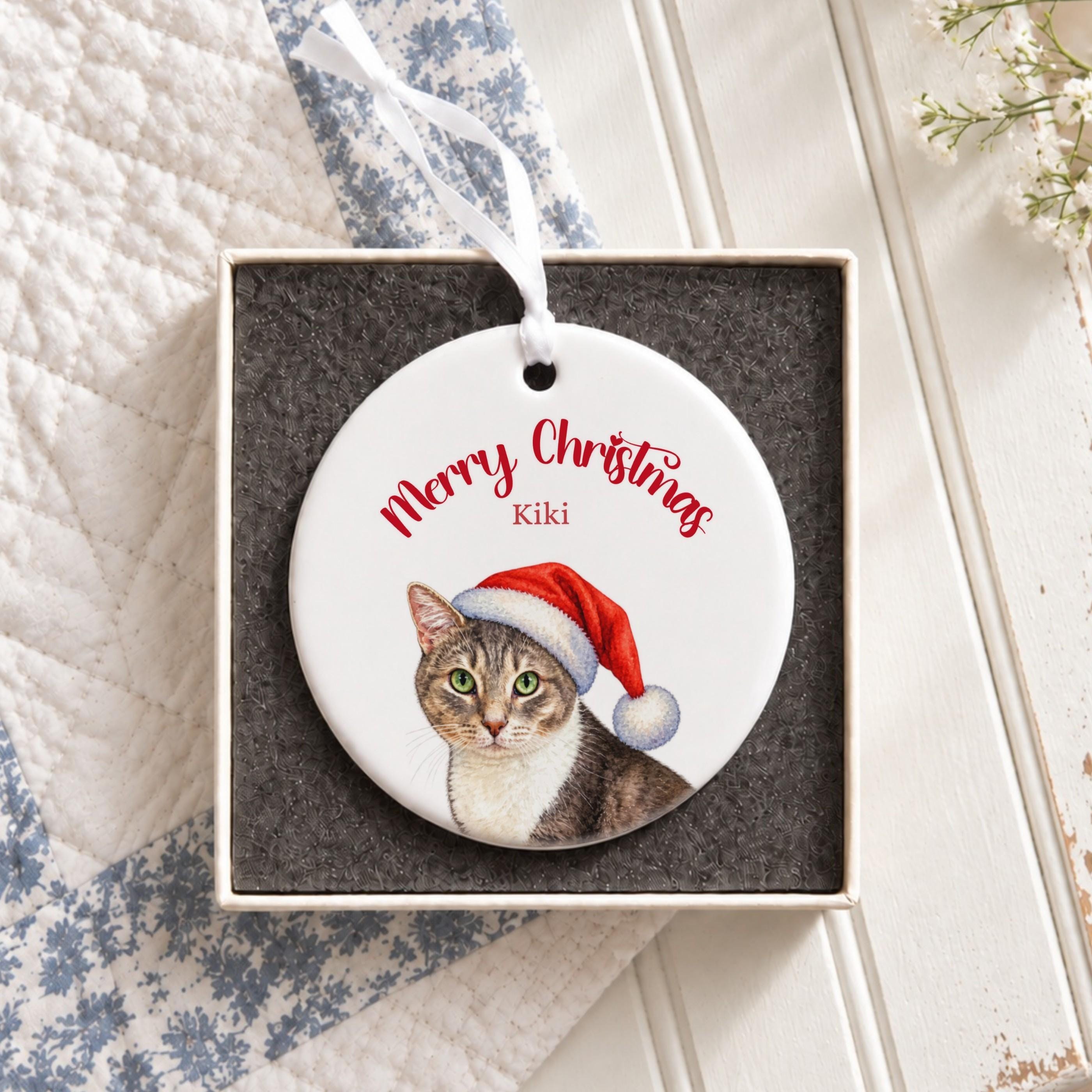 Personalized Pet Ornament, Ceramic Christmas Keepsake With Gift Box, image 2