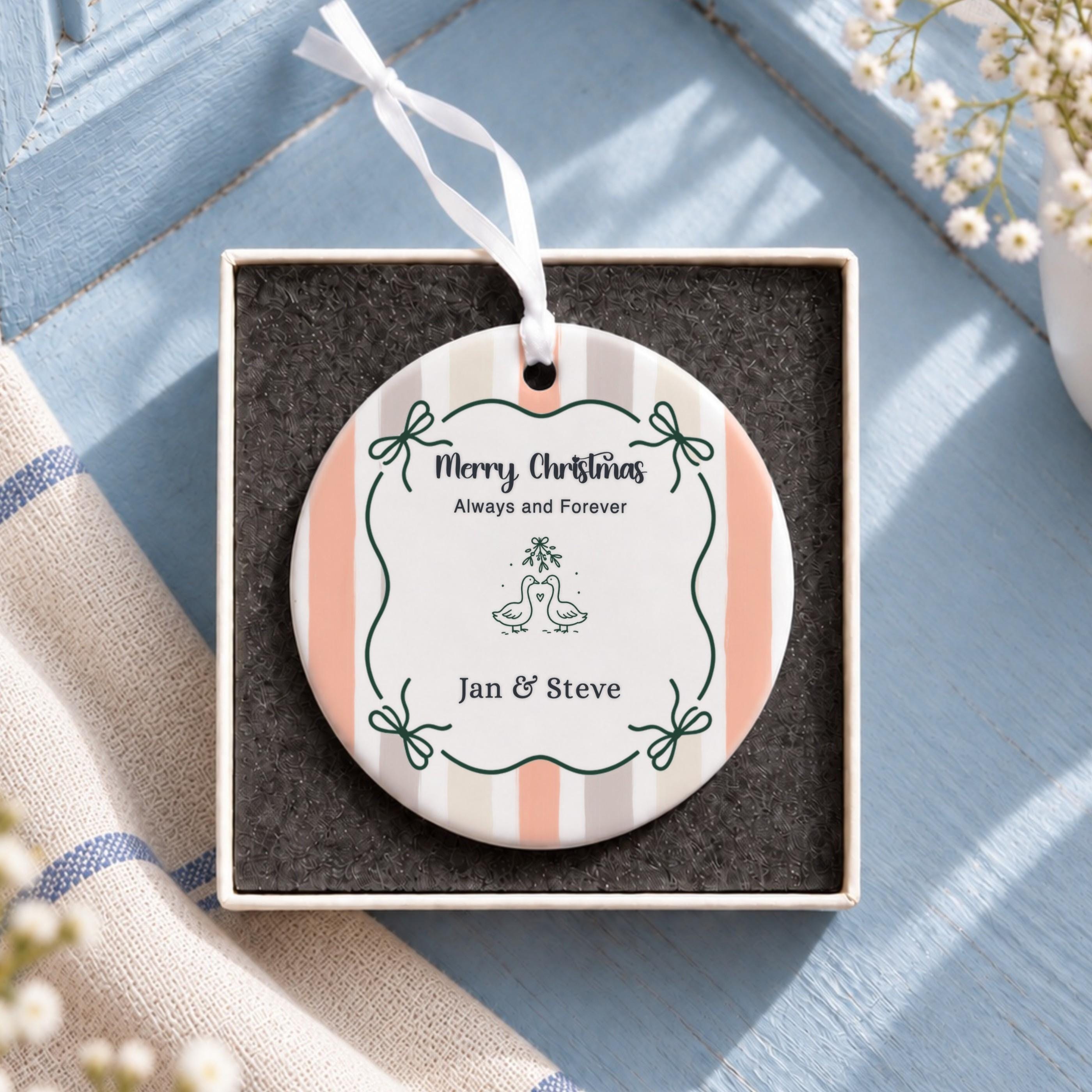 Couples Ornament, Personalized Ceramic Keepsake with Gift Box, image 10