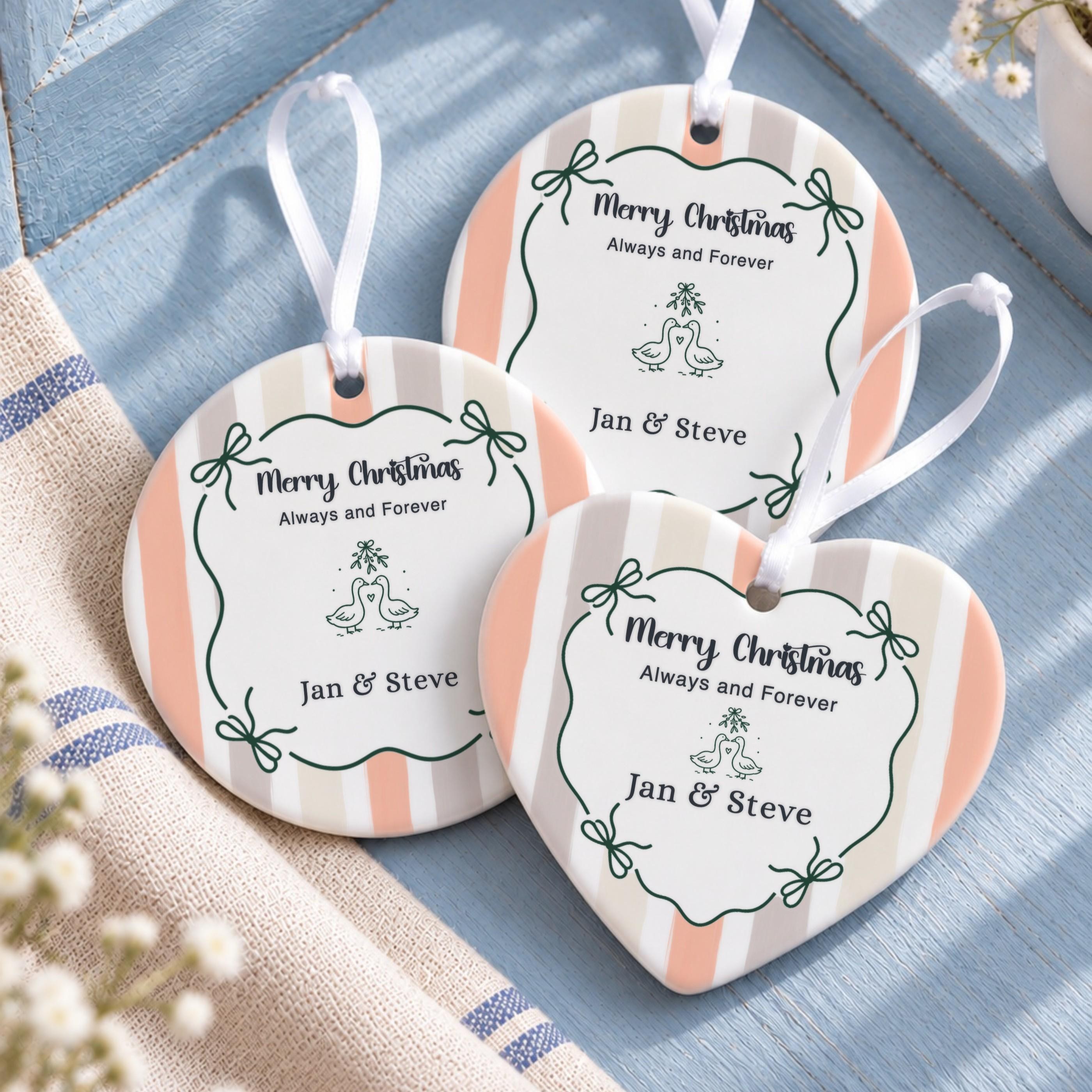 Couples Ornament, Personalized Ceramic Keepsake with Gift Box, image 12