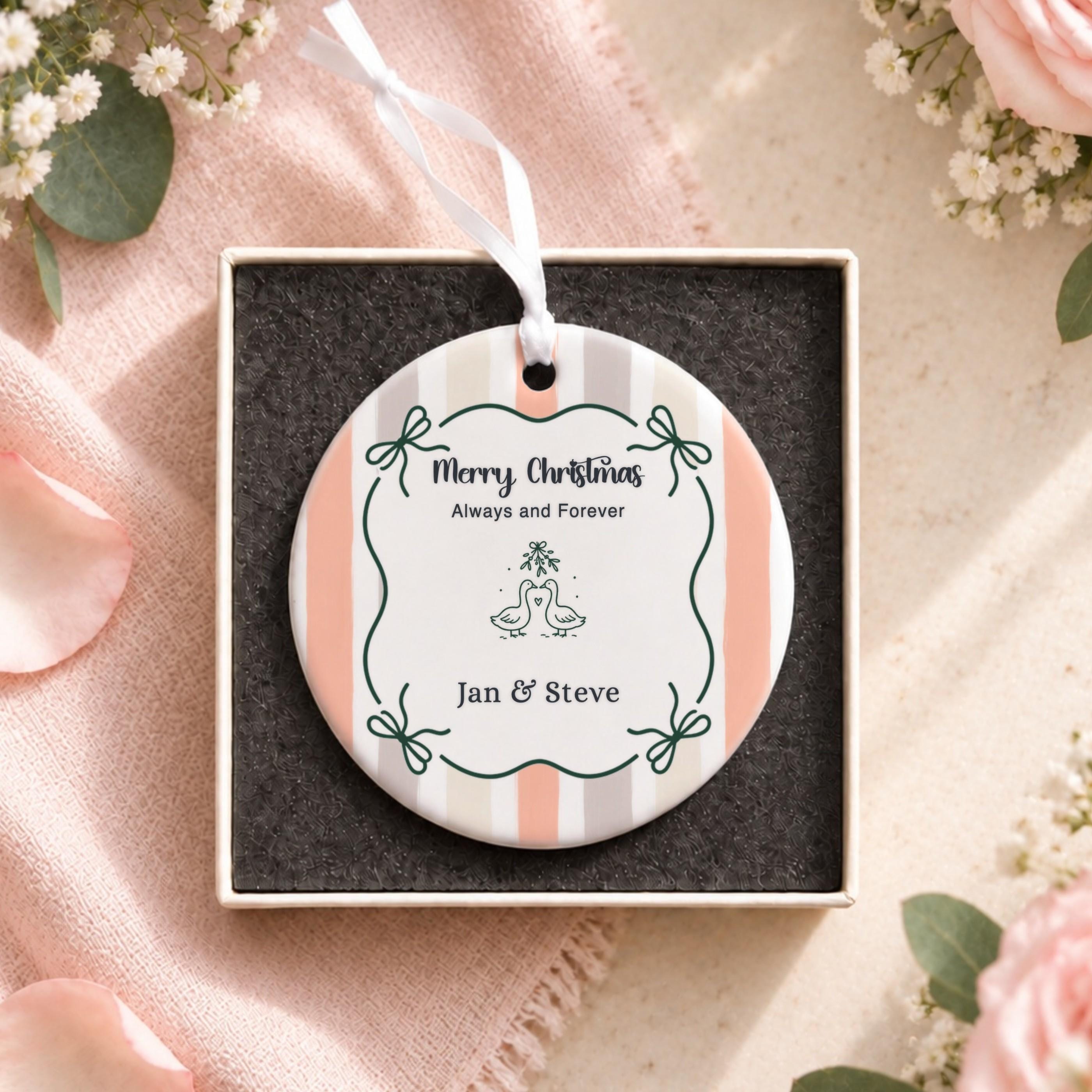 Couples Ornament, Personalized Ceramic Keepsake with Gift Box, image 13