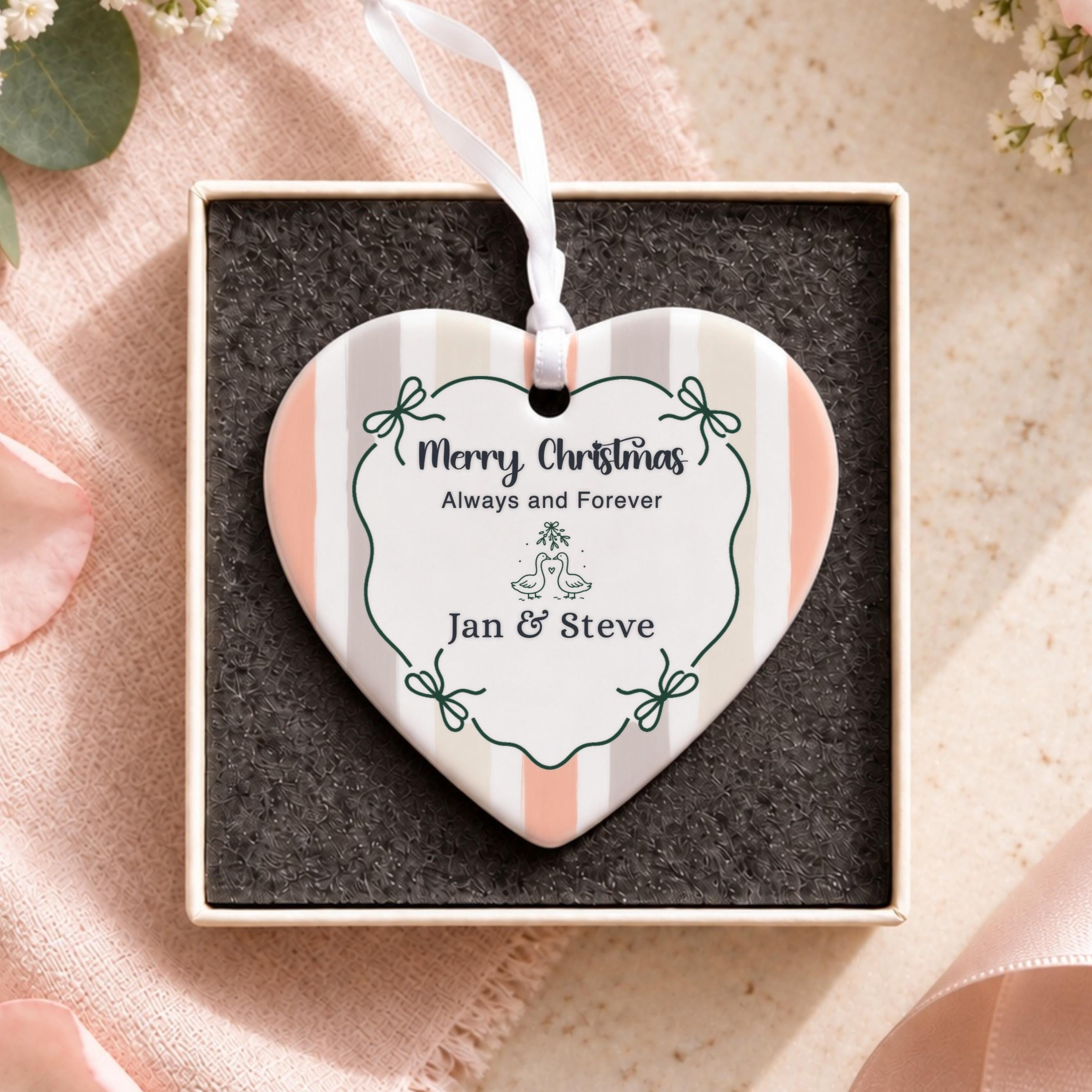 Couples Ornament, Personalized Ceramic Keepsake with Gift Box, image 14