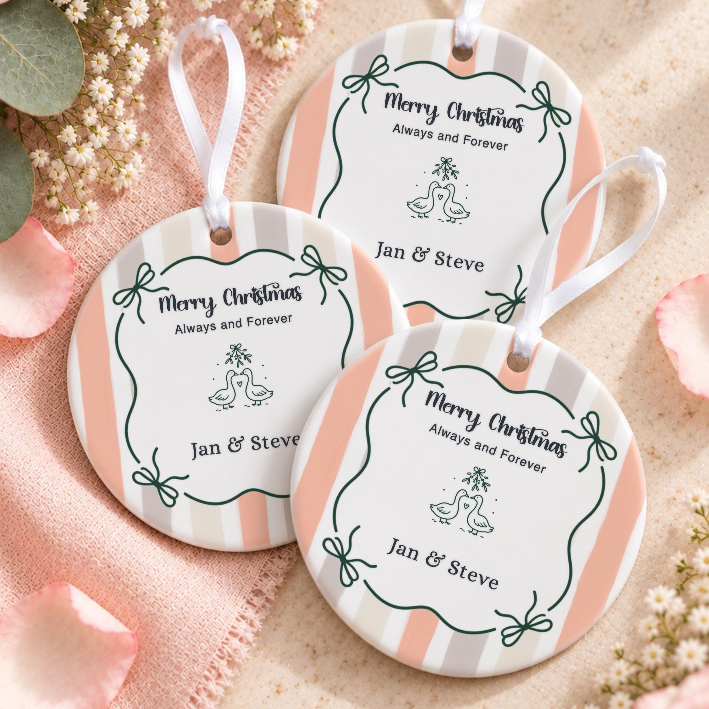 Couples Ornament, Personalized Ceramic Keepsake with Gift Box, image 15