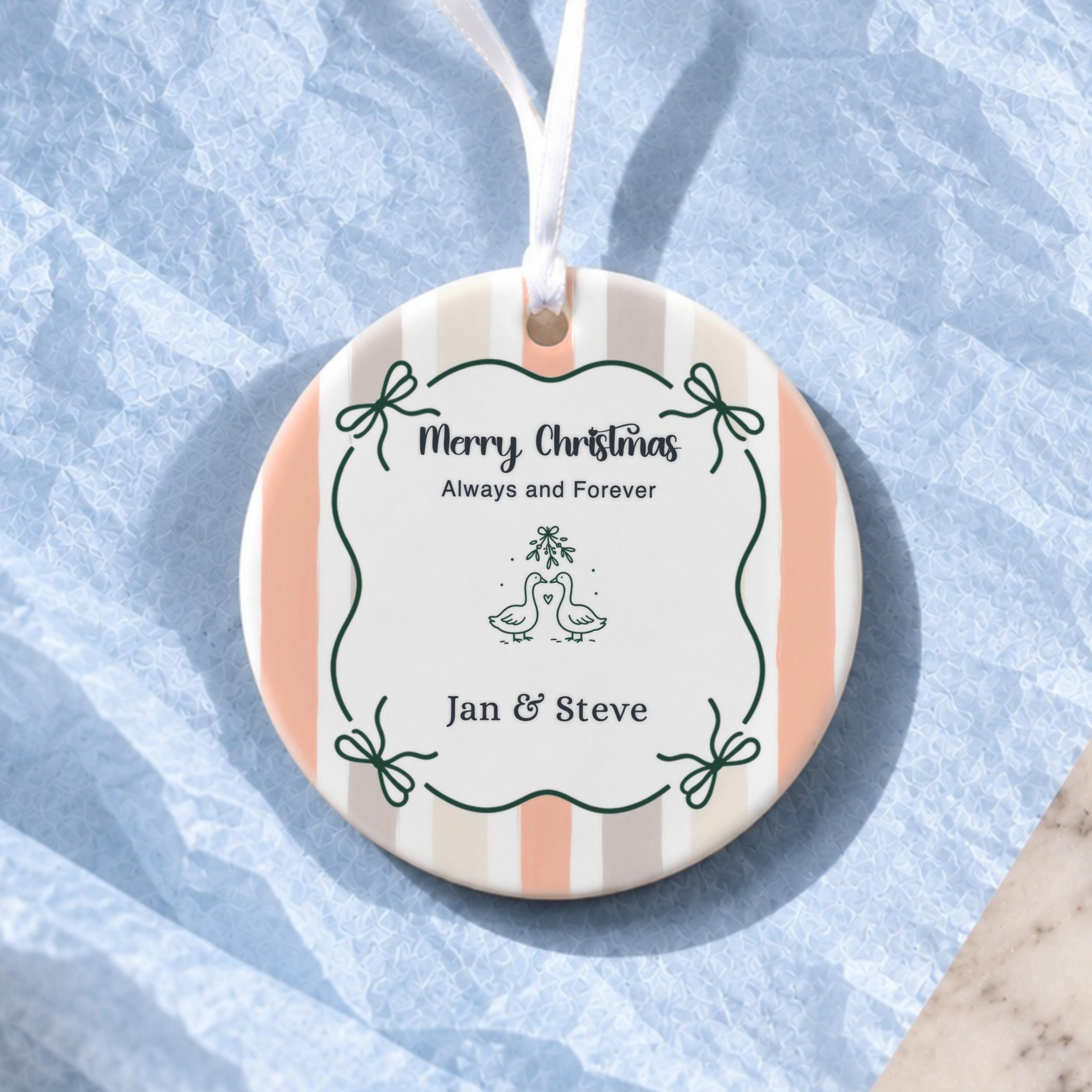 Couples Ornament, Personalized Ceramic Keepsake with Gift Box, image 16