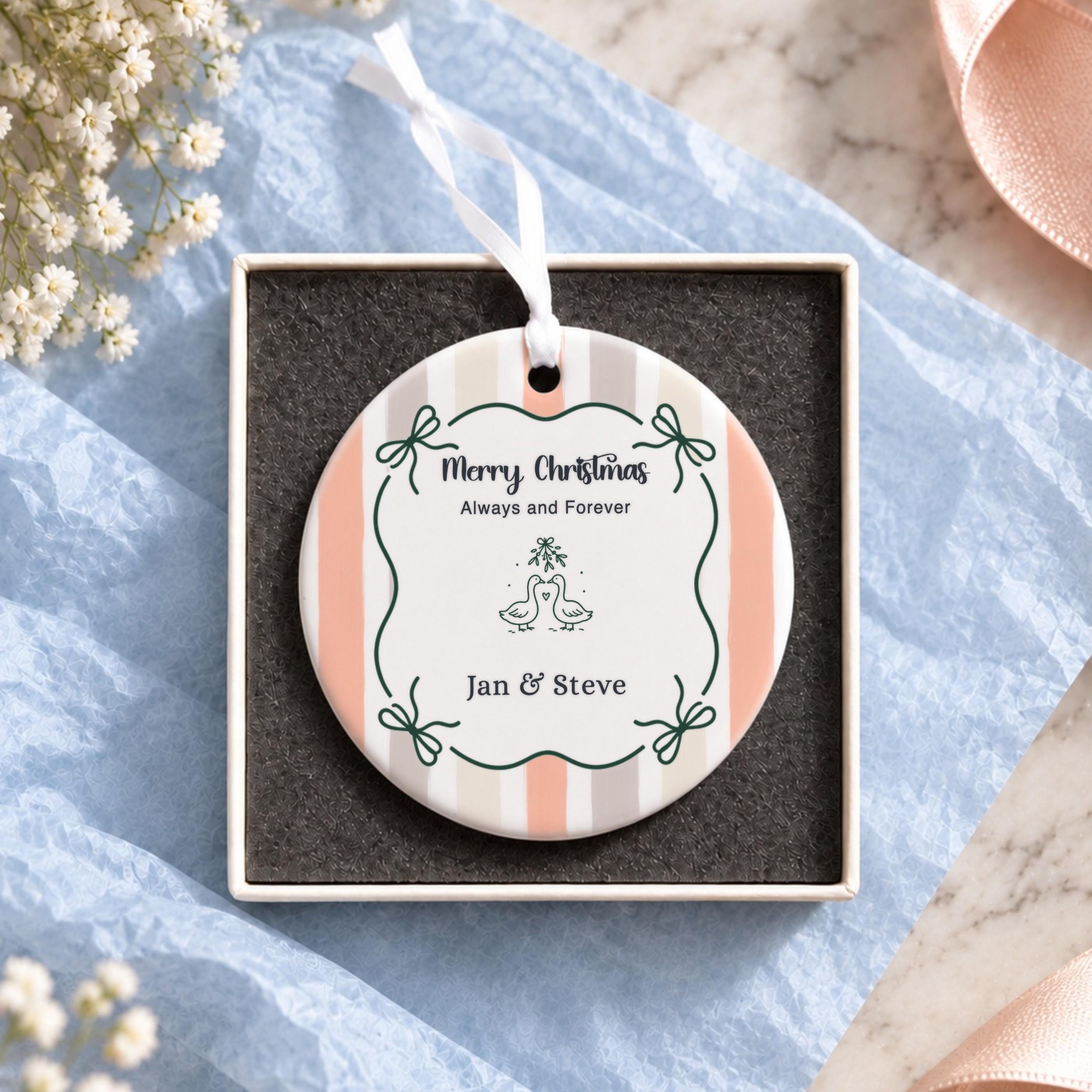 Couples Ornament, Personalized Ceramic Keepsake with Gift Box, image 17