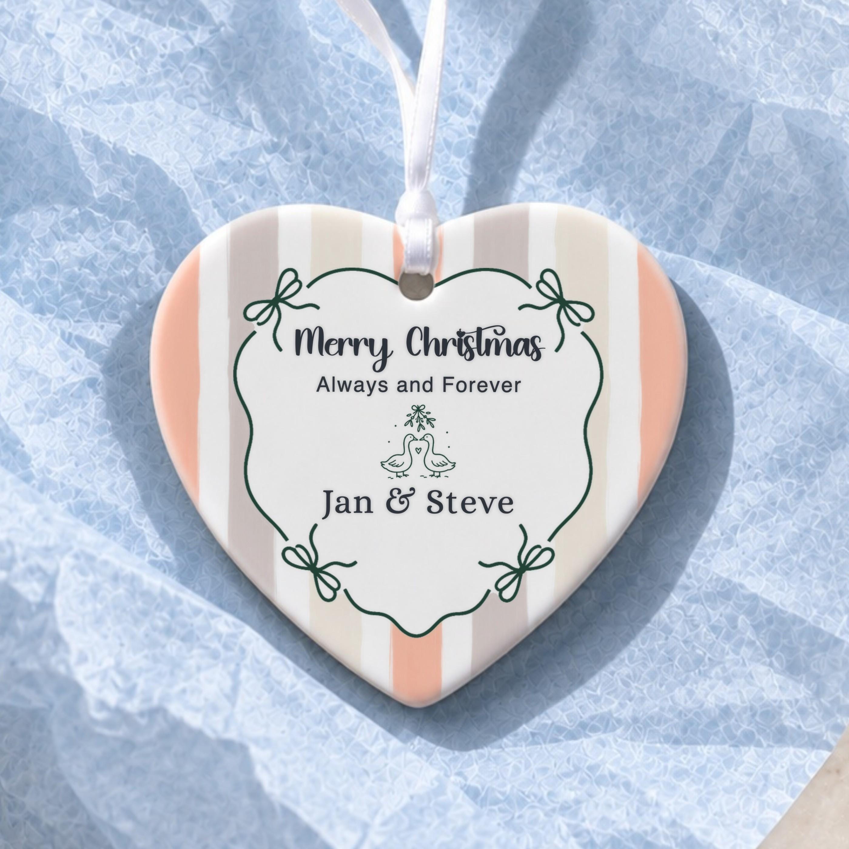 Couples Ornament, Personalized Ceramic Keepsake with Gift Box, image 18