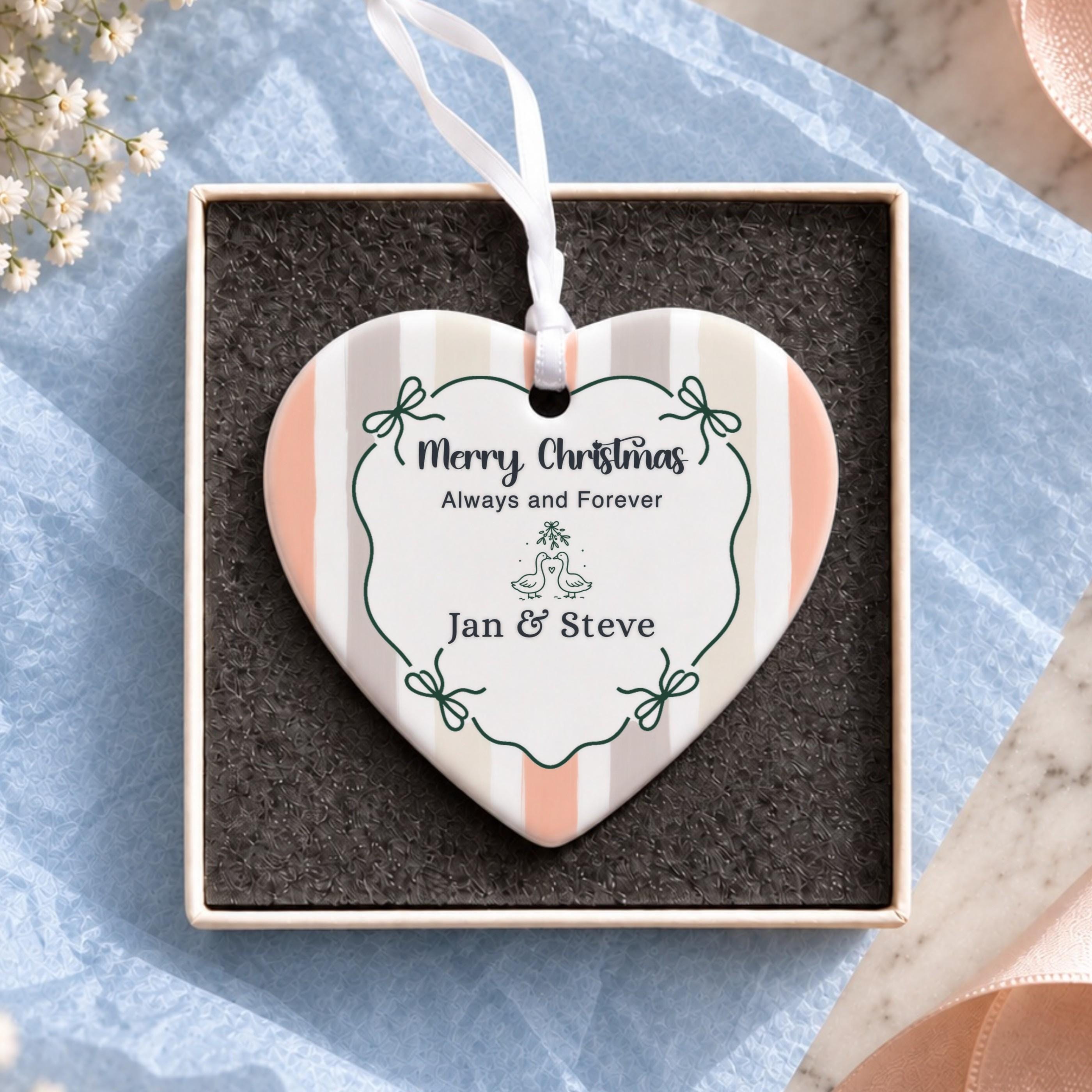 Couples Ornament, Personalized Ceramic Keepsake with Gift Box, image 19