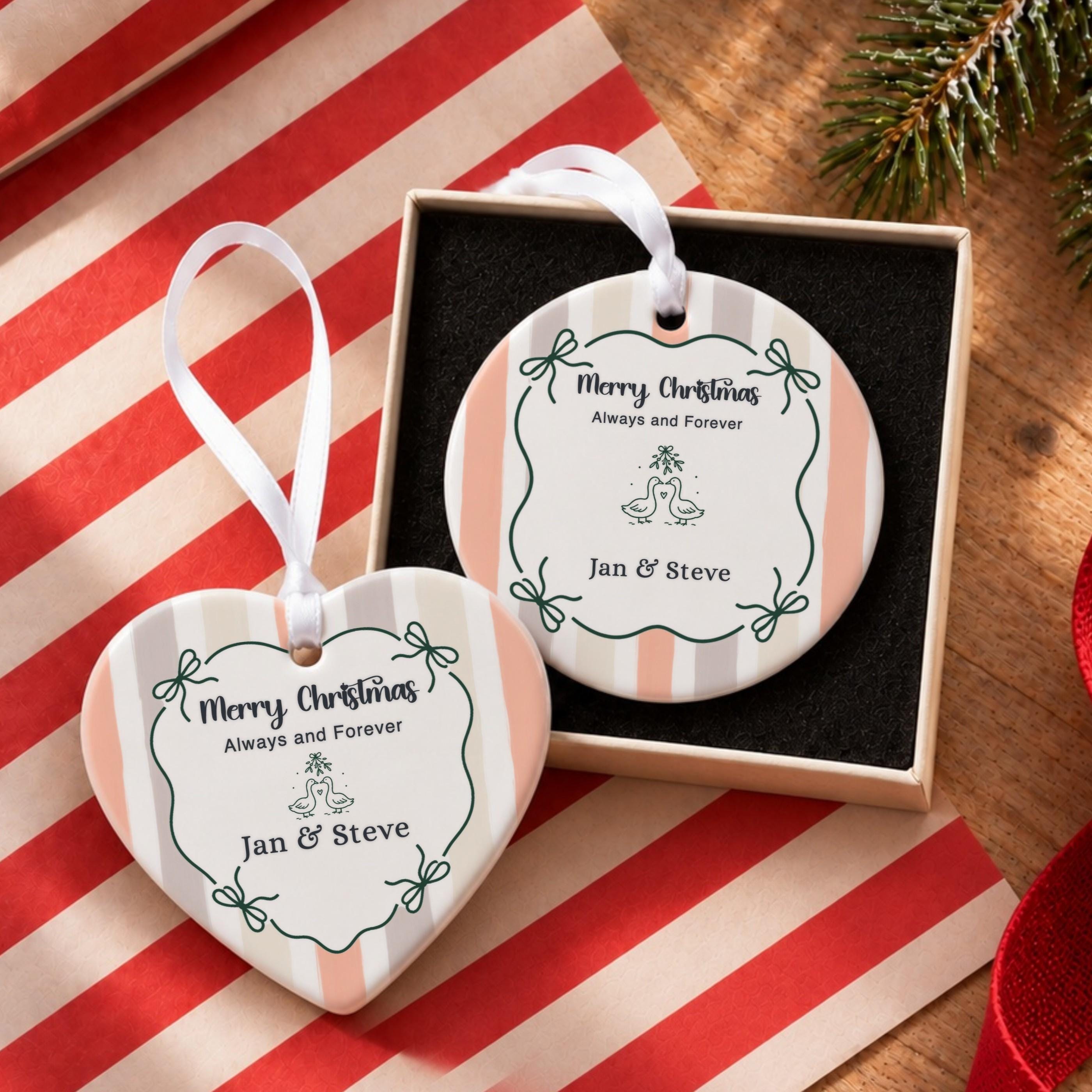 Couples Ornament, Personalized Ceramic Keepsake with Gift Box, image 20