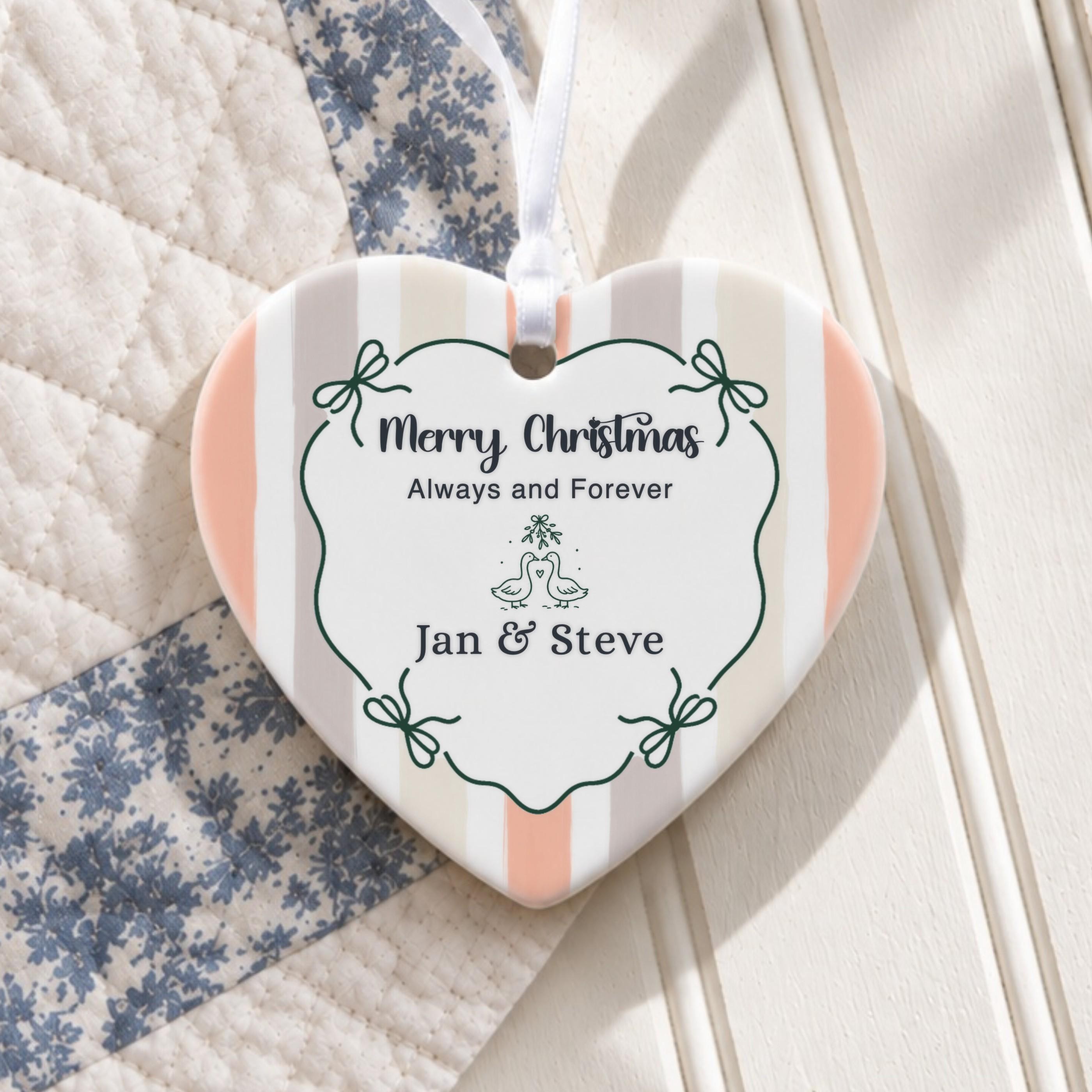 Couples Ornament, Personalized Ceramic Keepsake with Gift Box, image 3