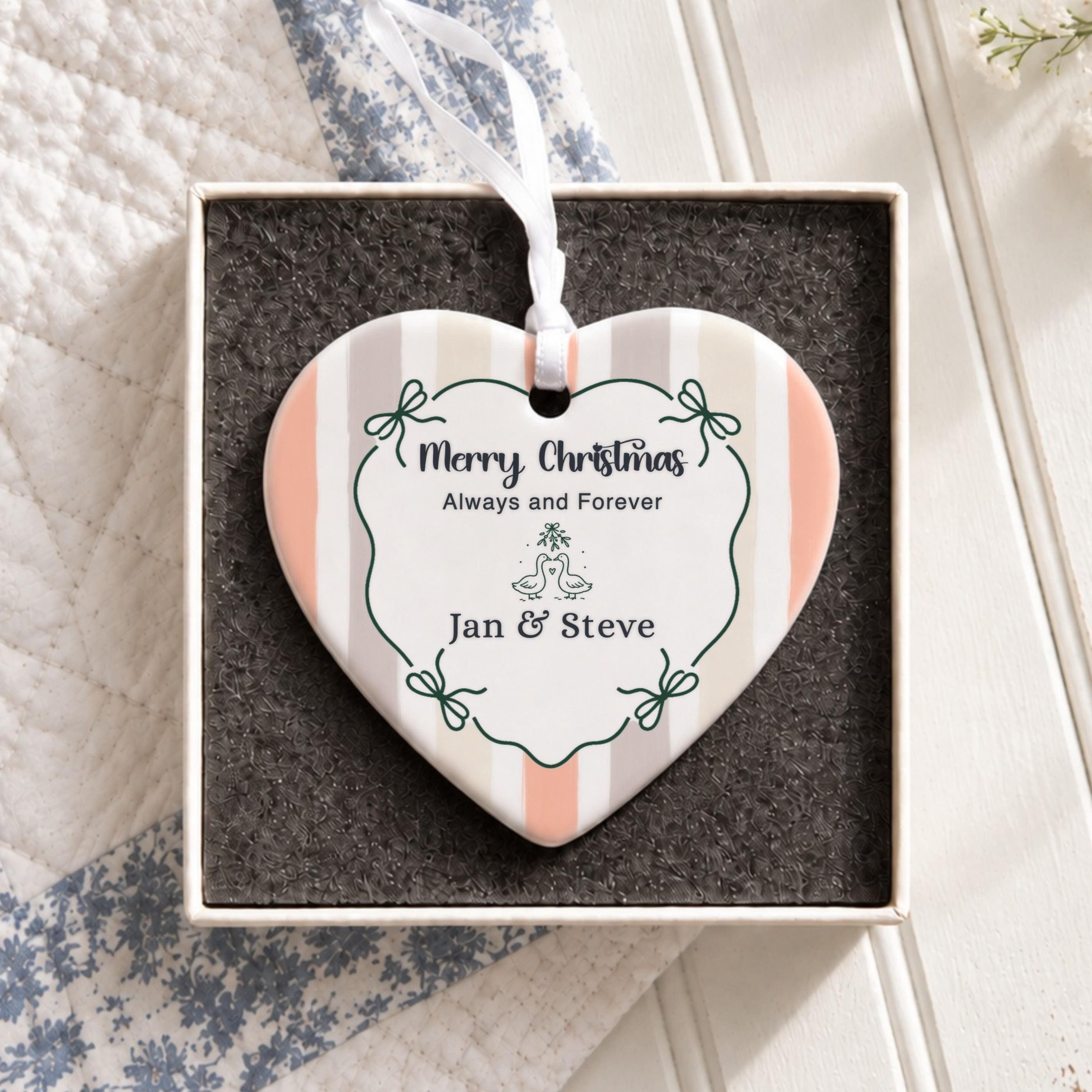 Couples Ornament, Personalized Ceramic Keepsake with Gift Box, image 4