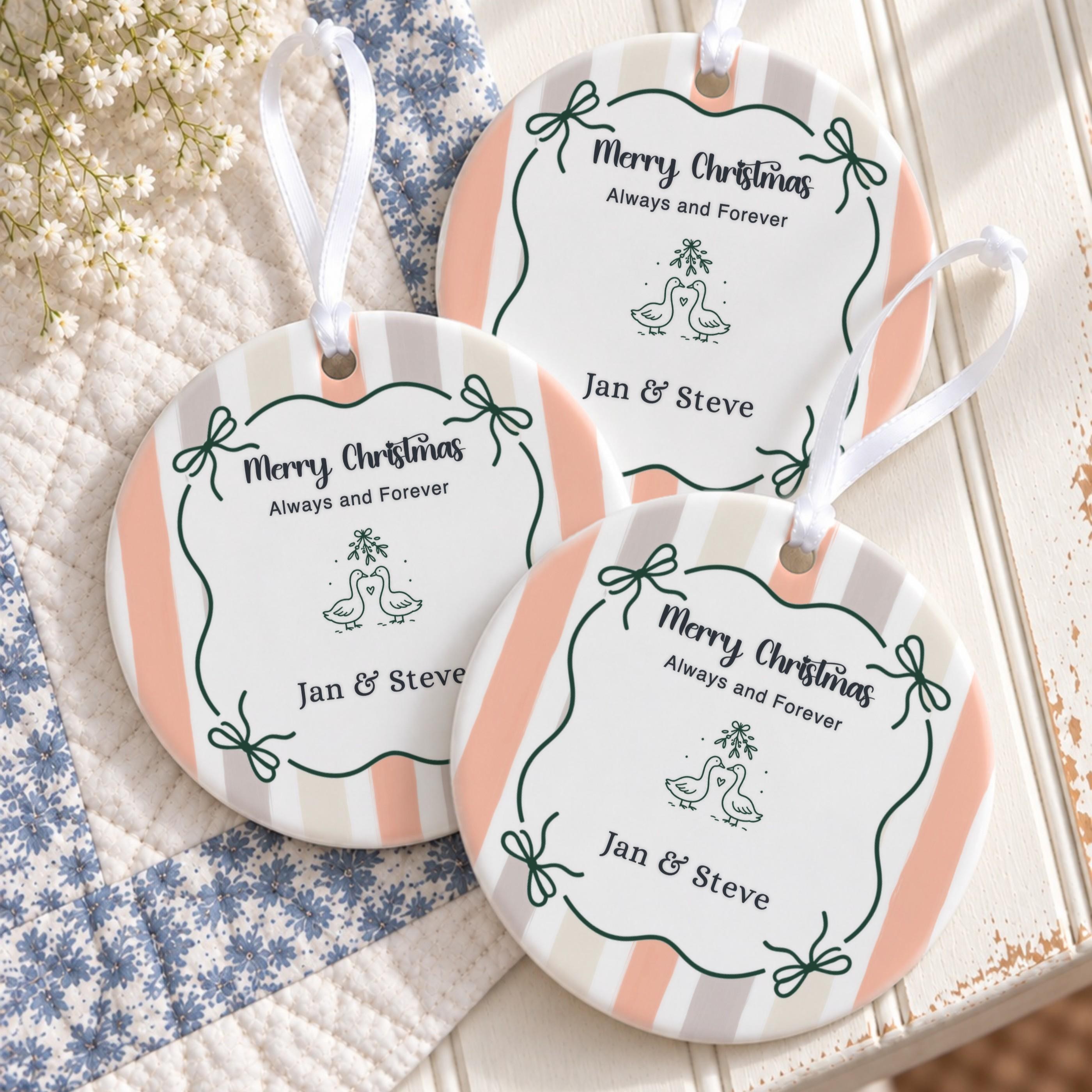 Couples Ornament, Personalized Ceramic Keepsake with Gift Box, image 5