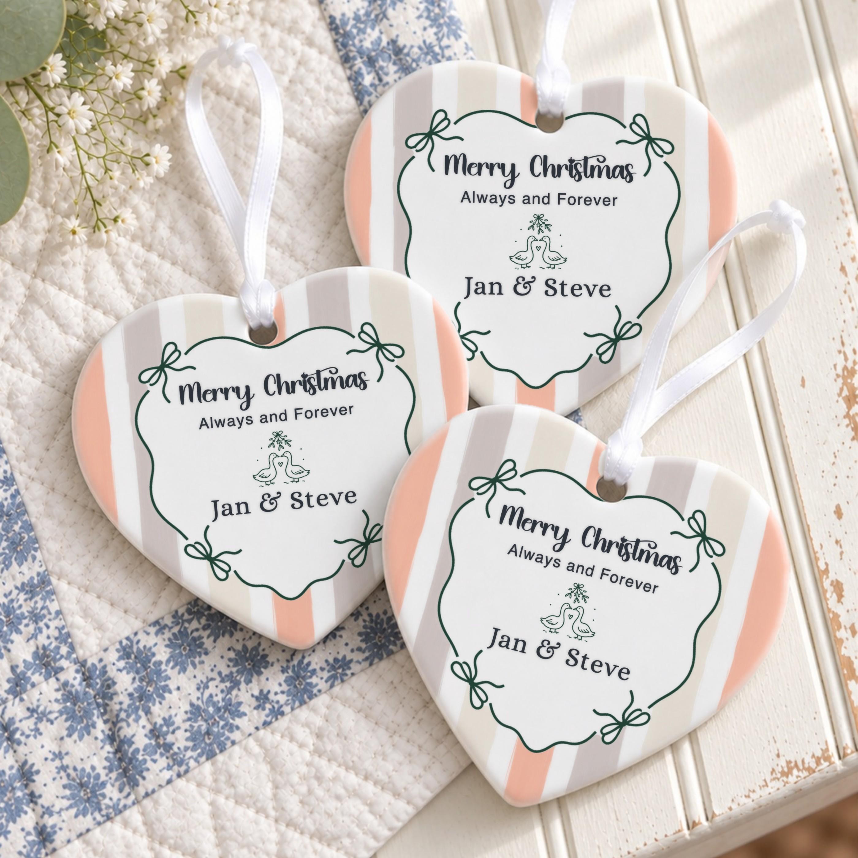Couples Ornament, Personalized Ceramic Keepsake with Gift Box, image 6