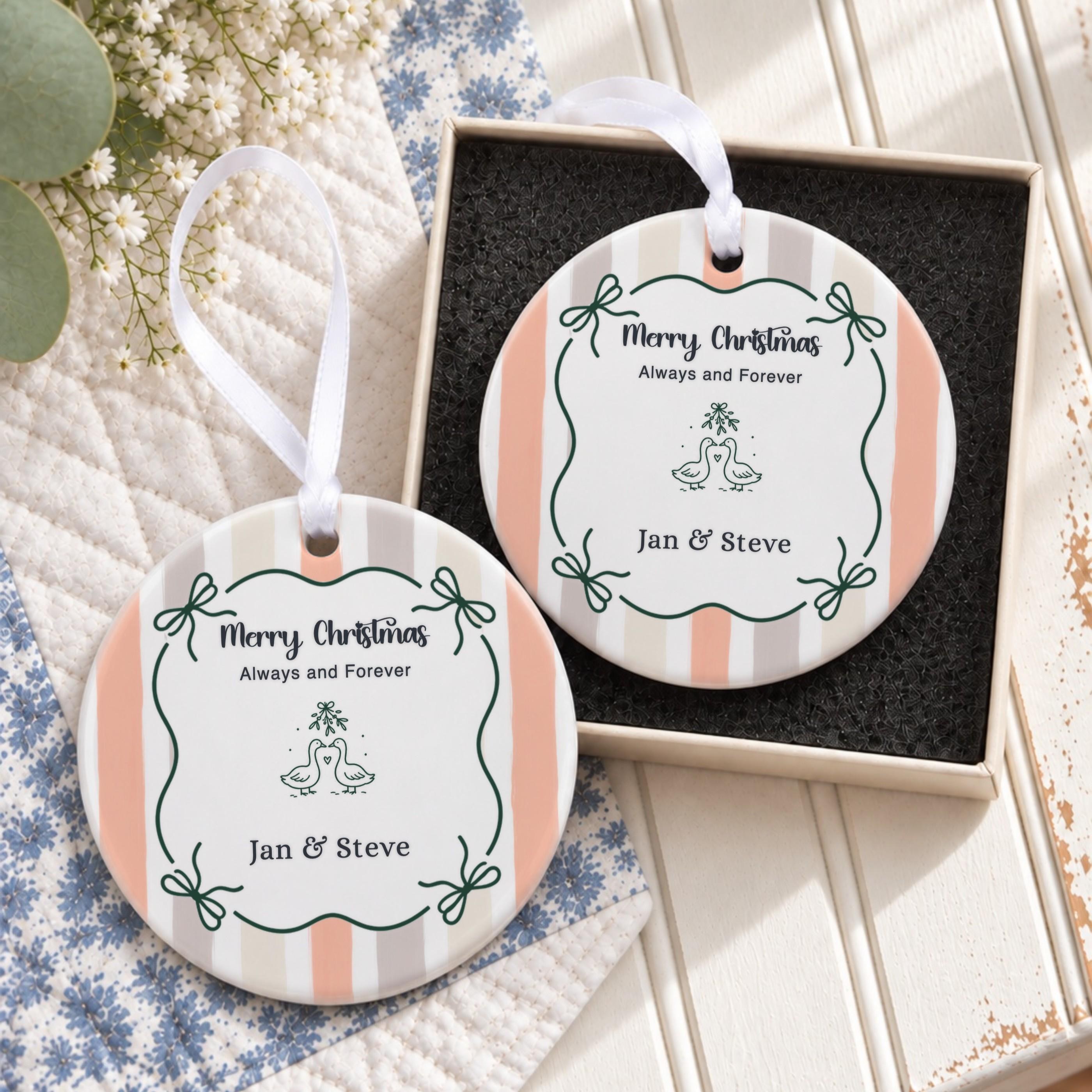 Couples Ornament, Personalized Ceramic Keepsake with Gift Box, image 7
