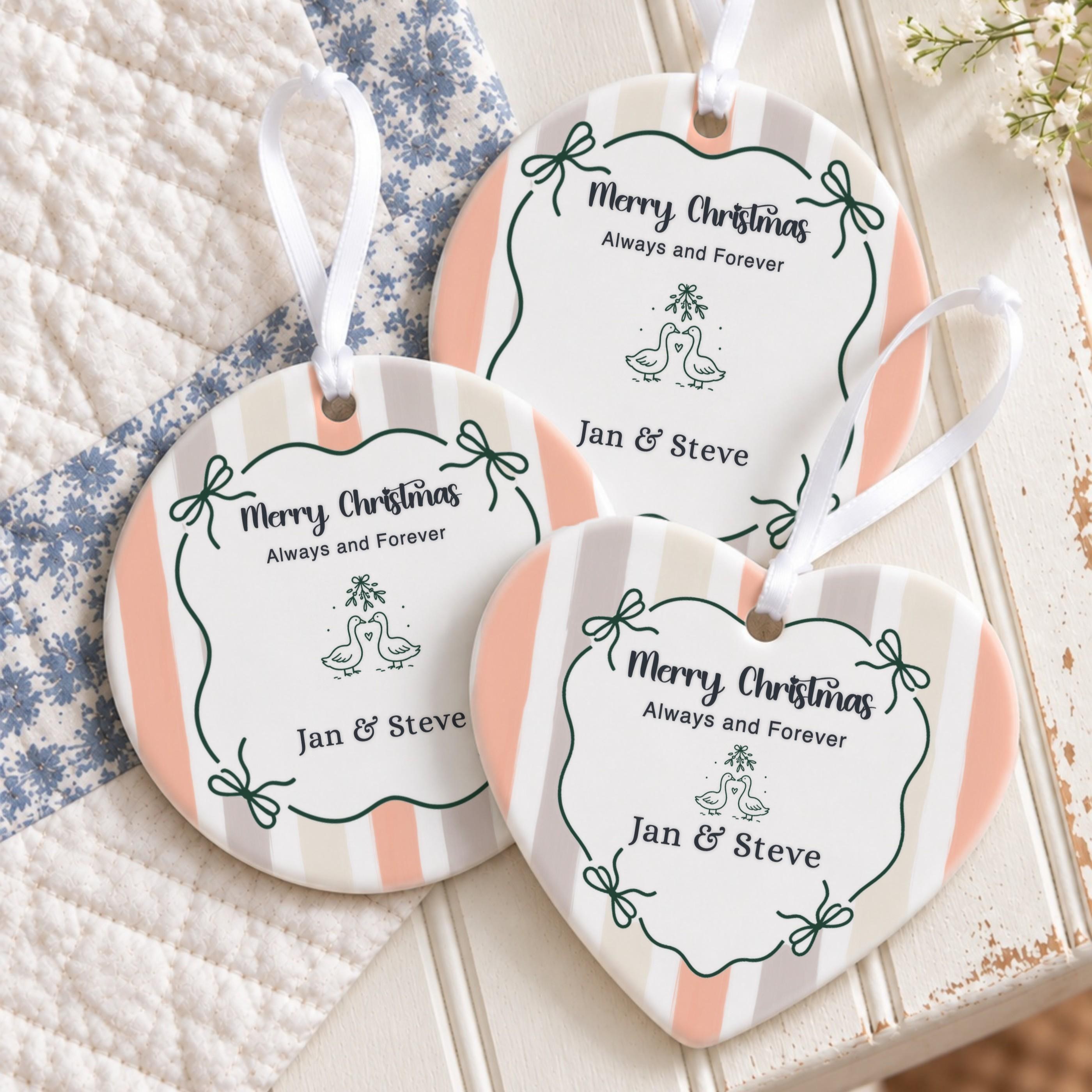 Couples Ornament, Personalized Ceramic Keepsake with Gift Box, image 8