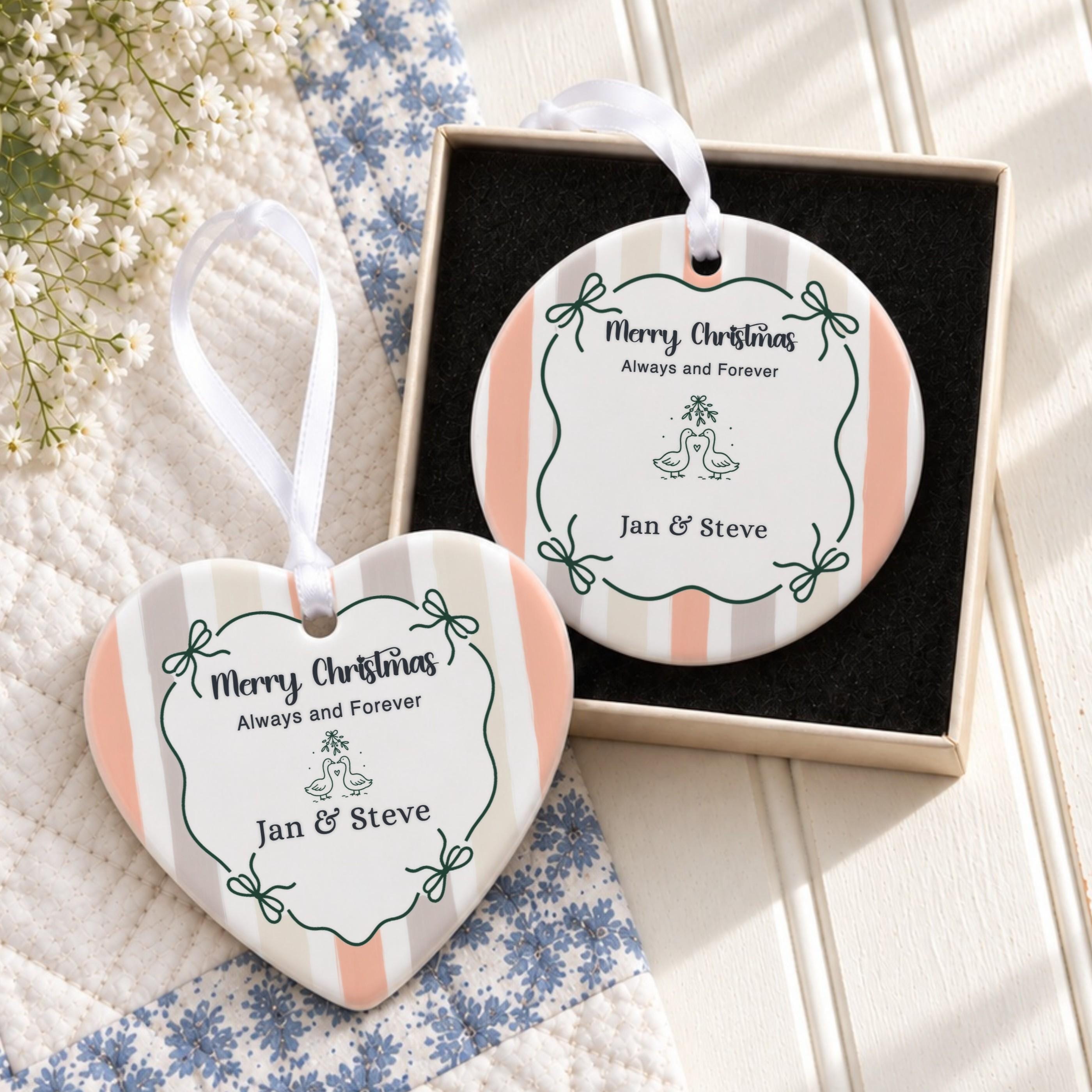 Couples Ornament, Personalized Ceramic Keepsake with Gift Box, image 9