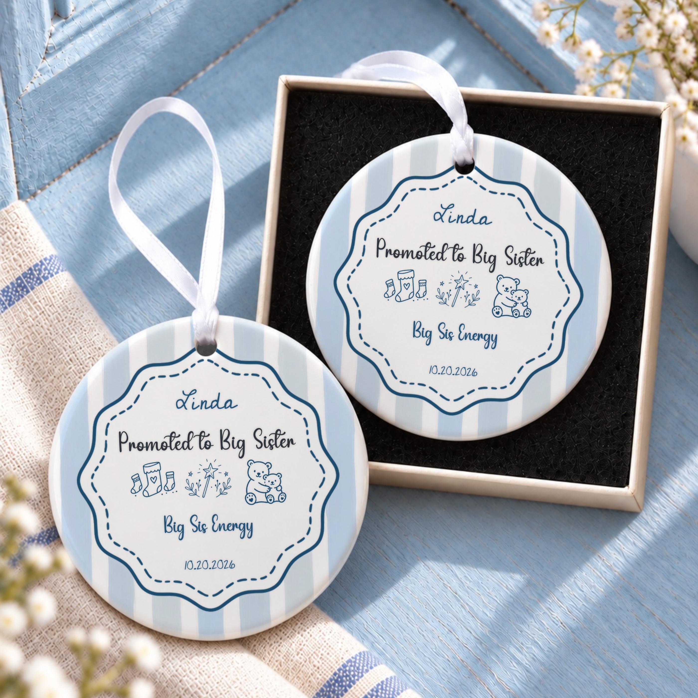 Big Sister Ornament, Personalized Ceramic Keepsake with Custom Name, image 10