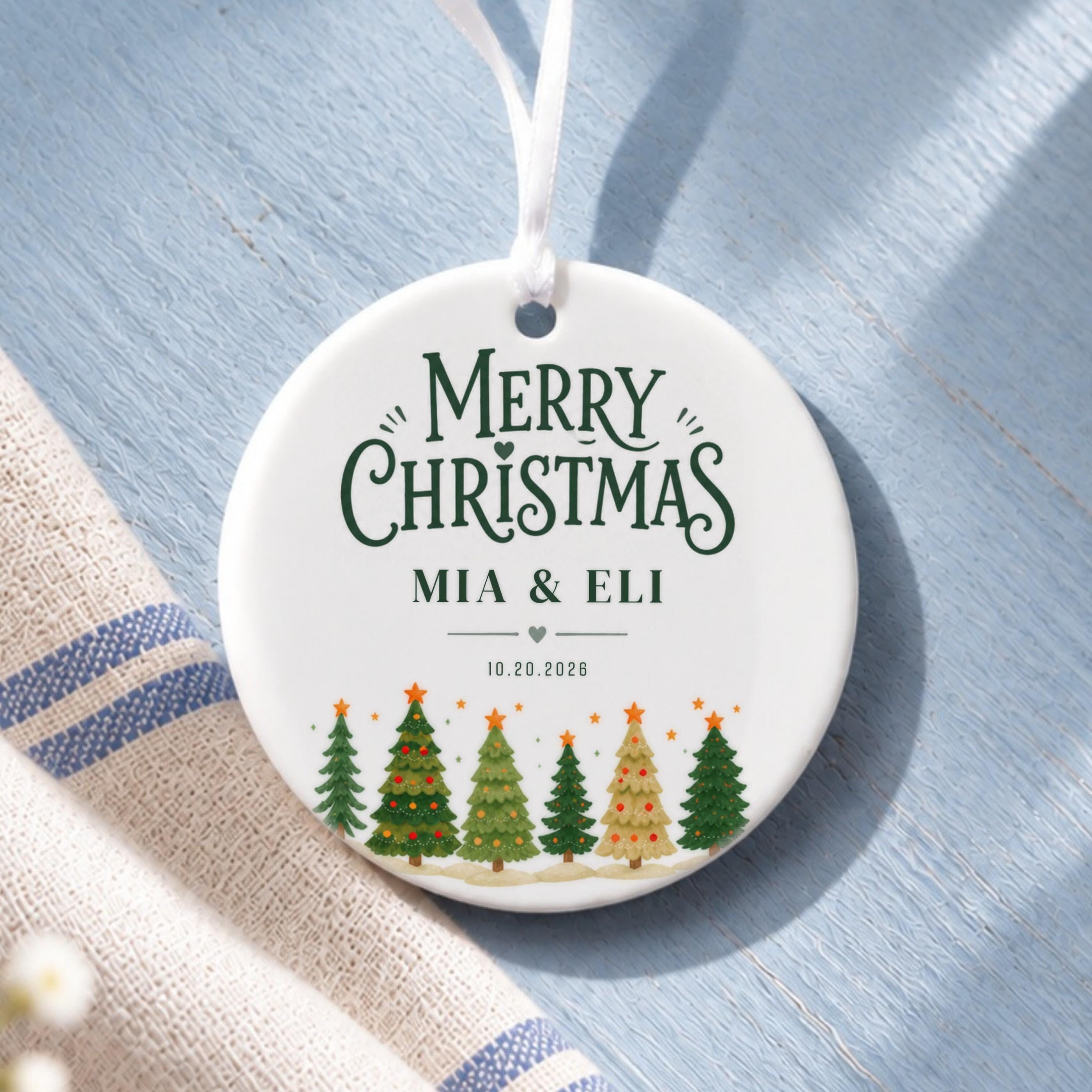 Couples Ornament, Personalized Ceramic Keepsake with Names and Date, image 10