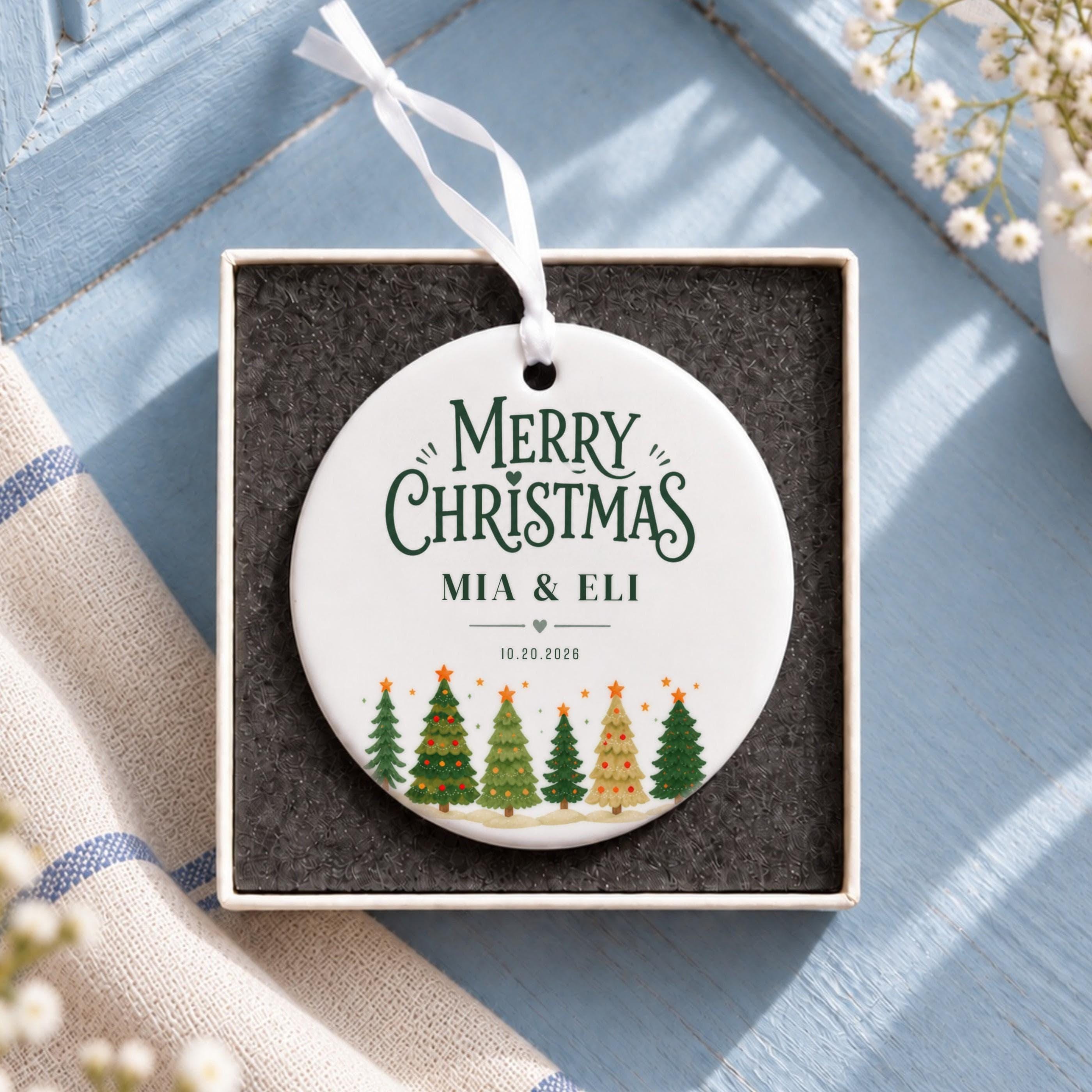 Couples Ornament, Personalized Ceramic Keepsake with Names and Date, image 11