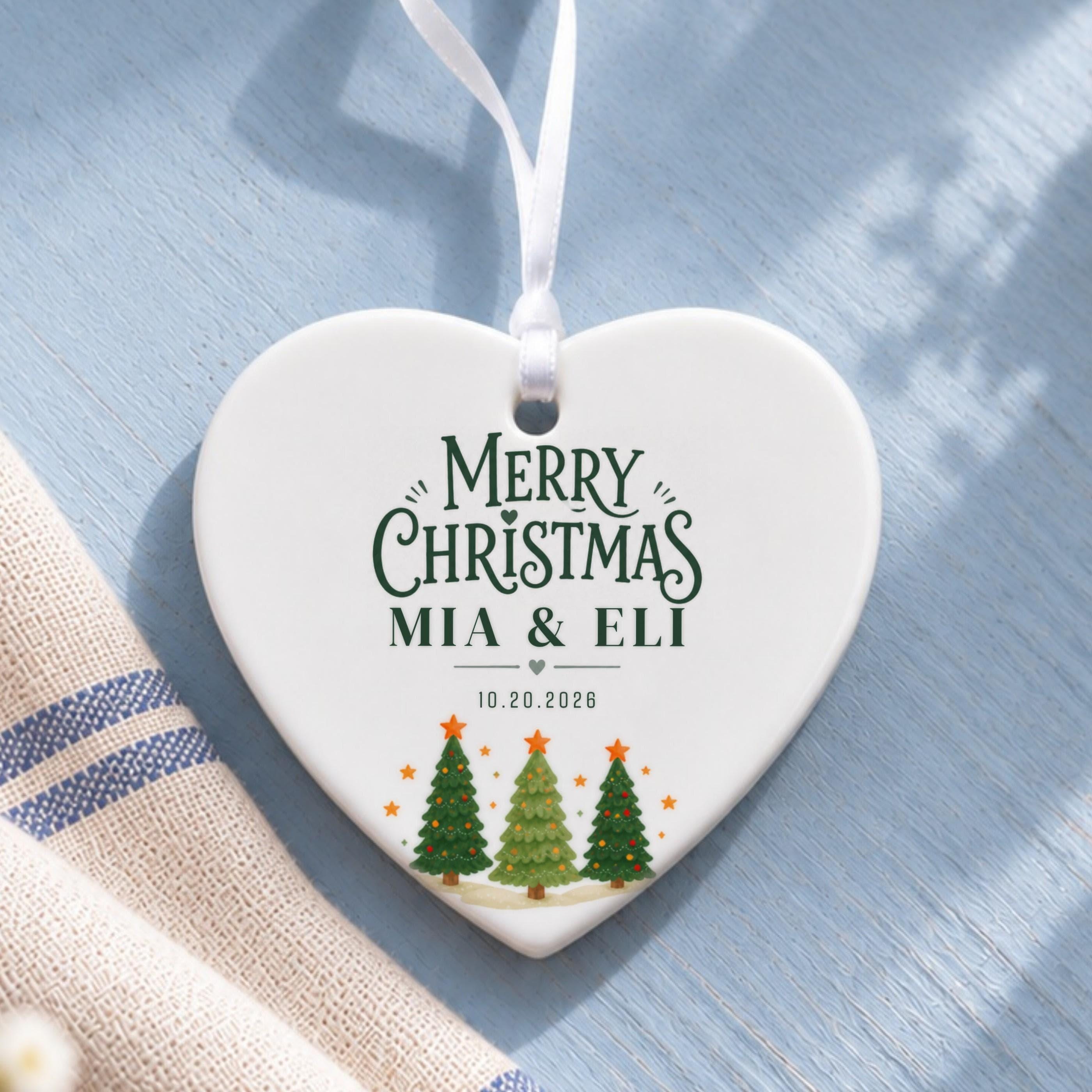 Couples Ornament, Personalized Ceramic Keepsake with Names and Date, image 12