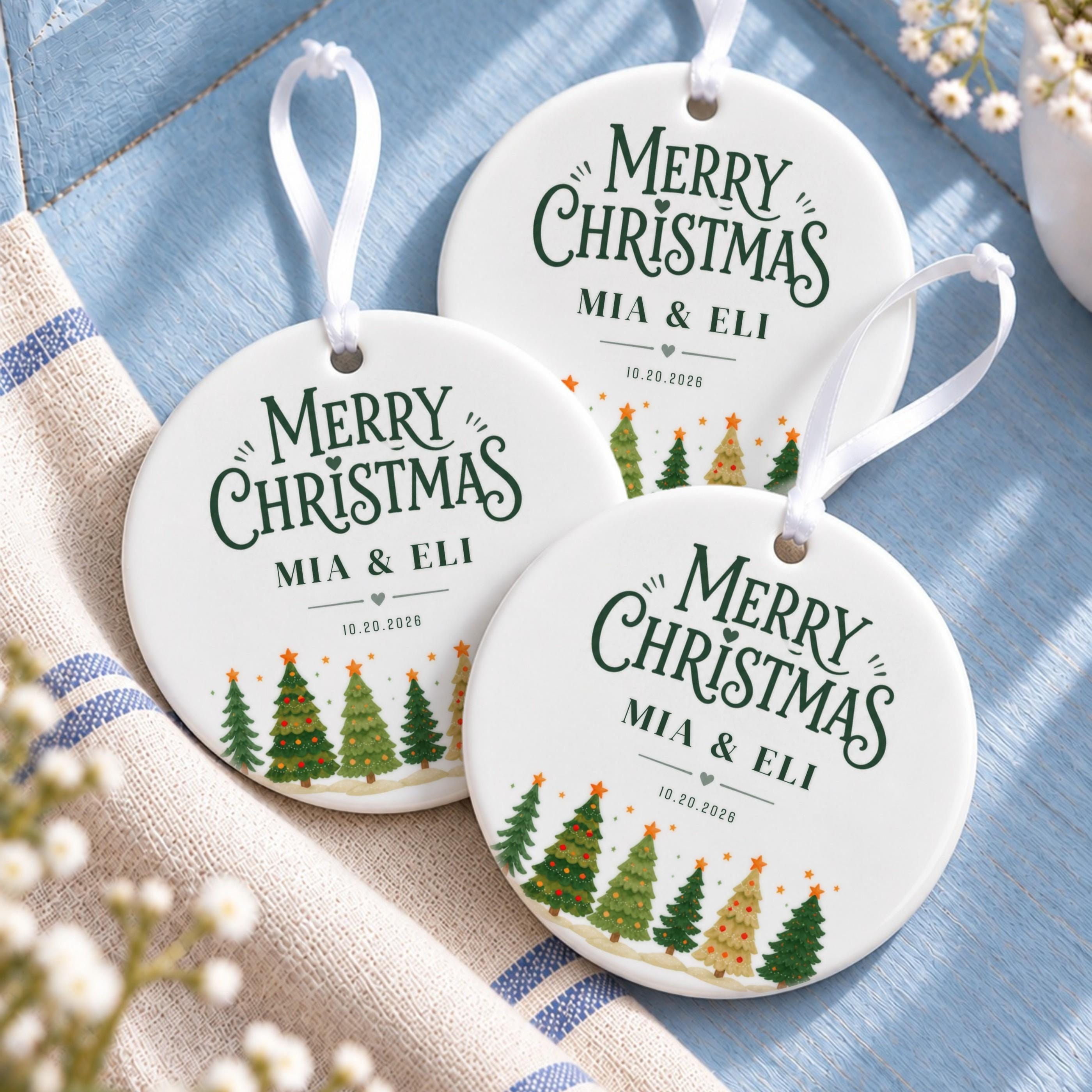 Couples Ornament, Personalized Ceramic Keepsake with Names and Date, image 14