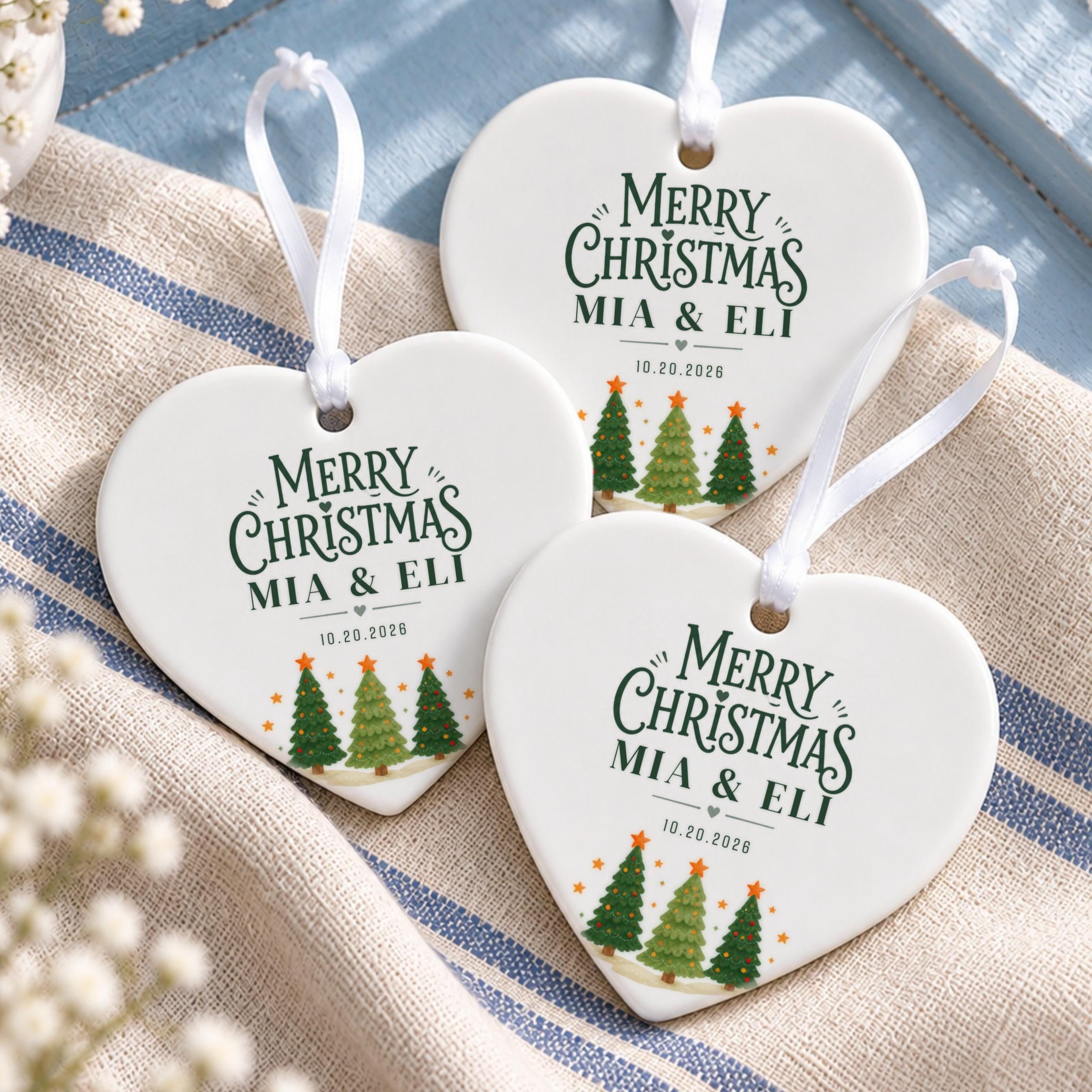 Couples Ornament, Personalized Ceramic Keepsake with Names and Date, image 15