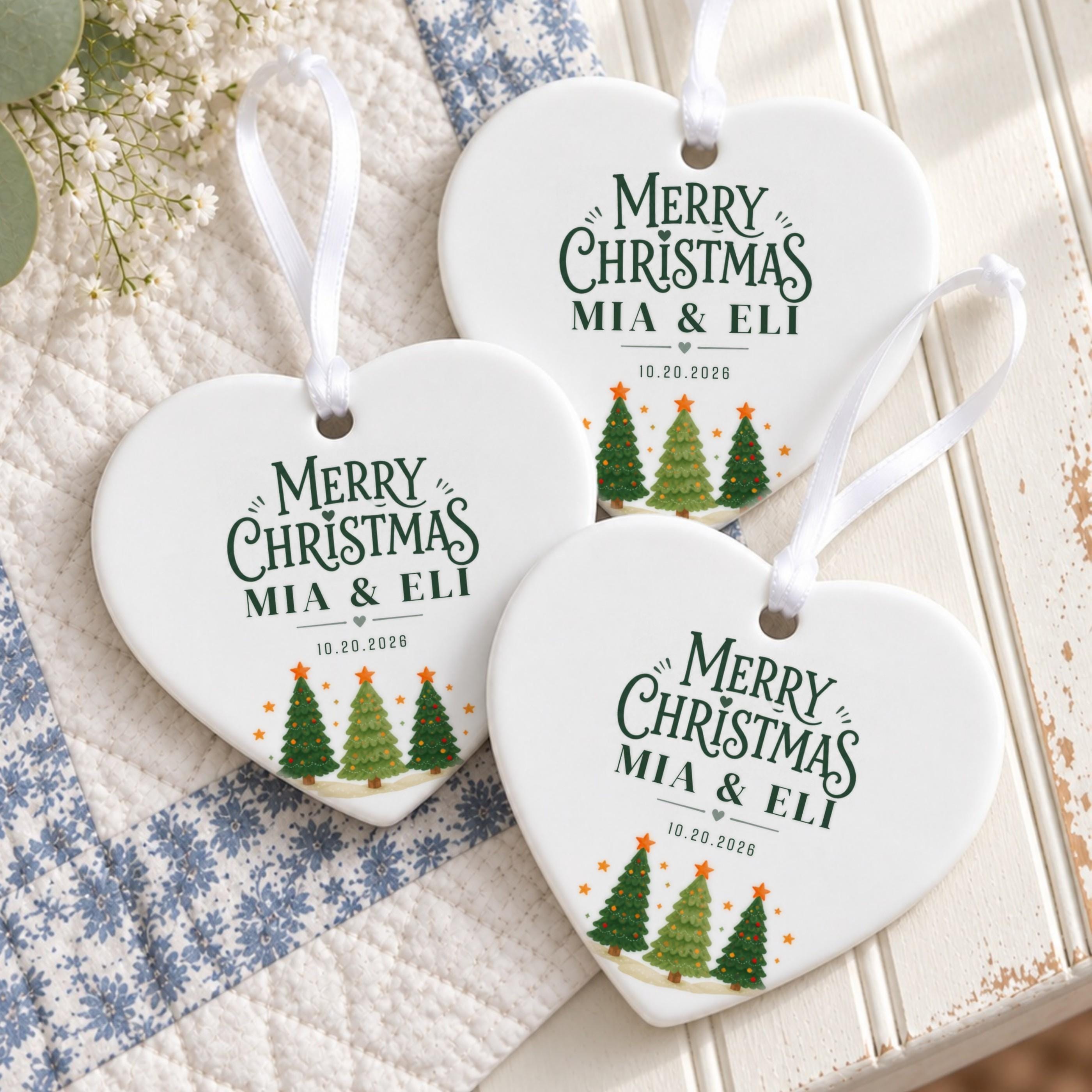 Couples Ornament, Personalized Ceramic Keepsake with Names and Date, image 6