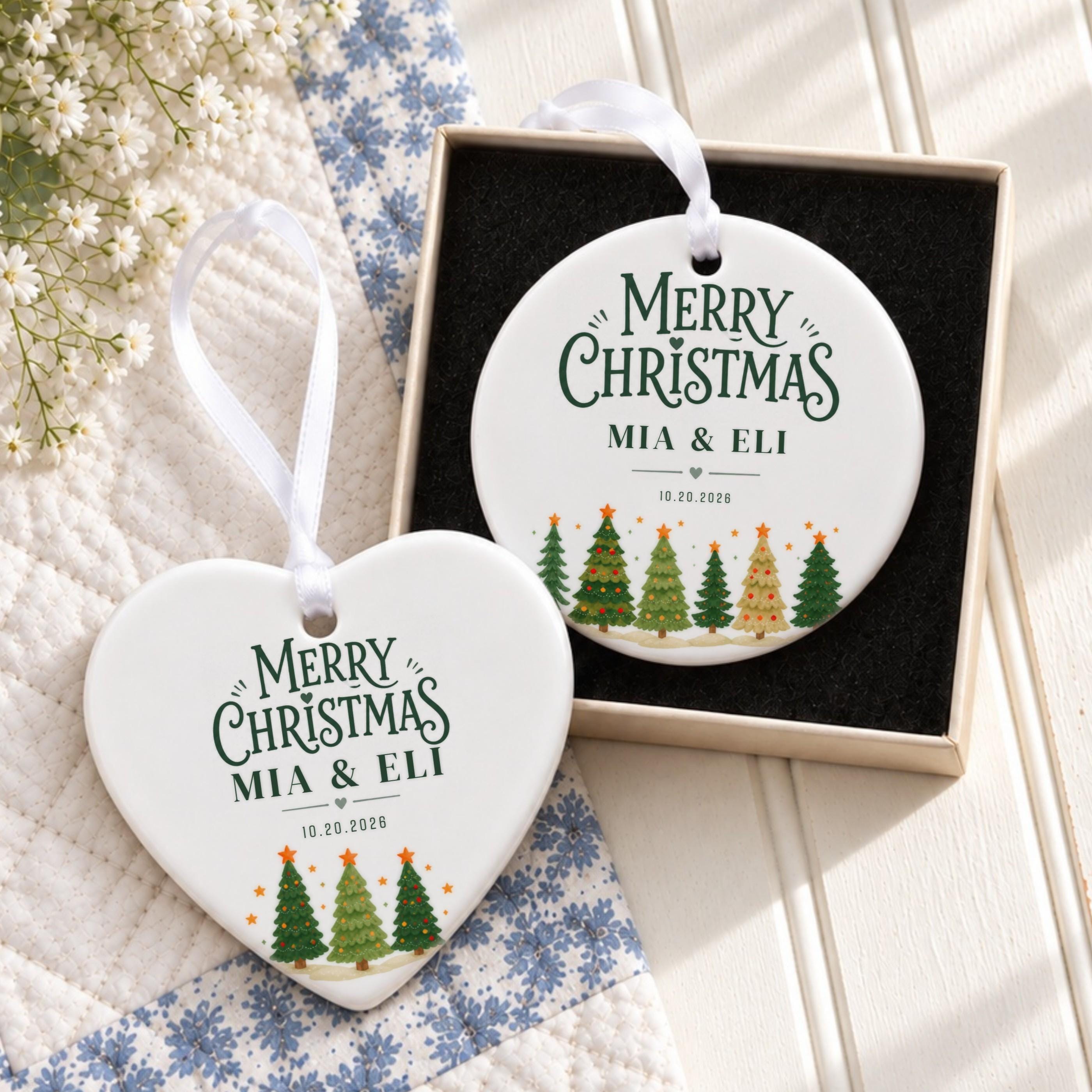 Couples Ornament, Personalized Ceramic Keepsake with Names and Date, image 9