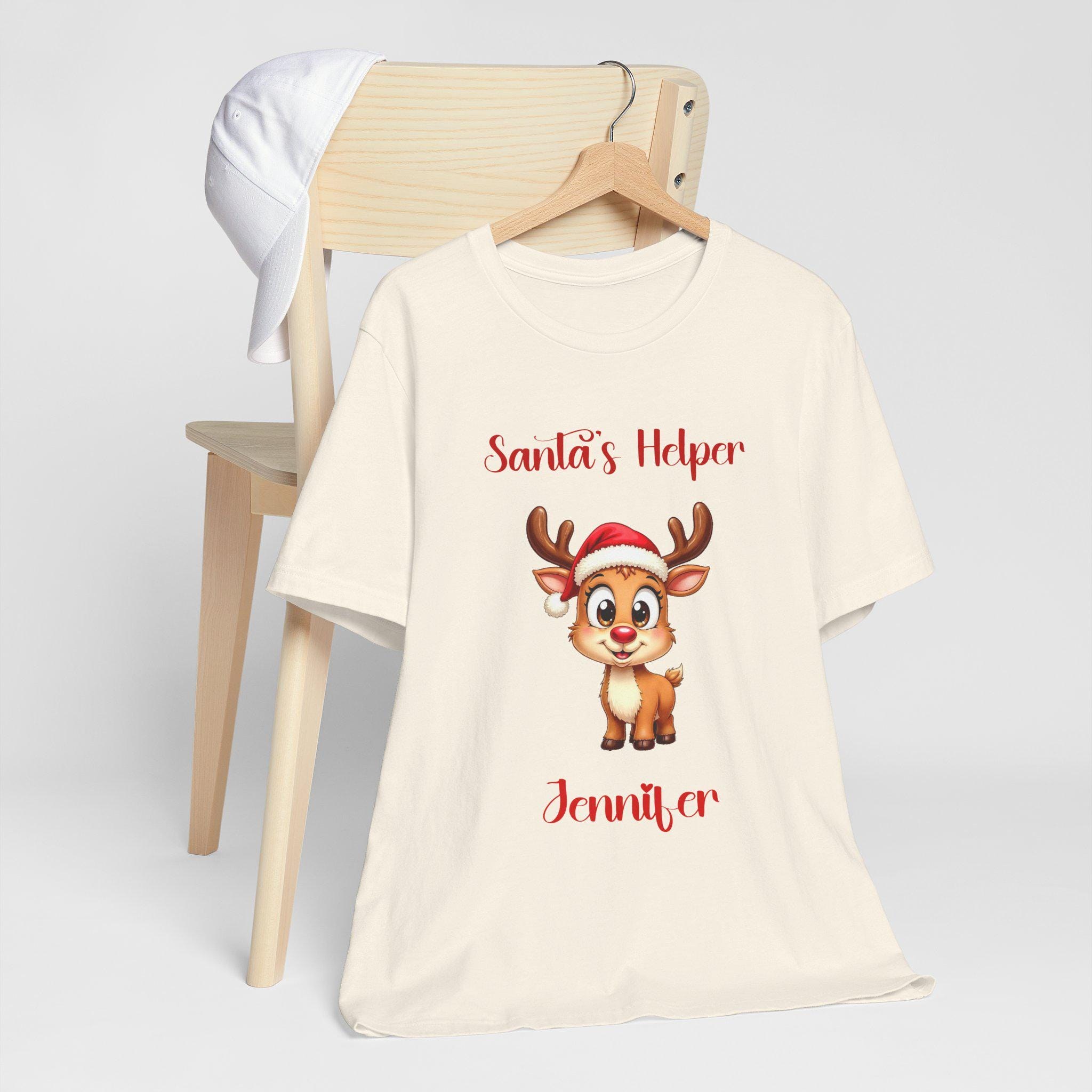 Personalized Santa's Helper Reindeer Tee | Holiday Cotton T-Shirt, image 9